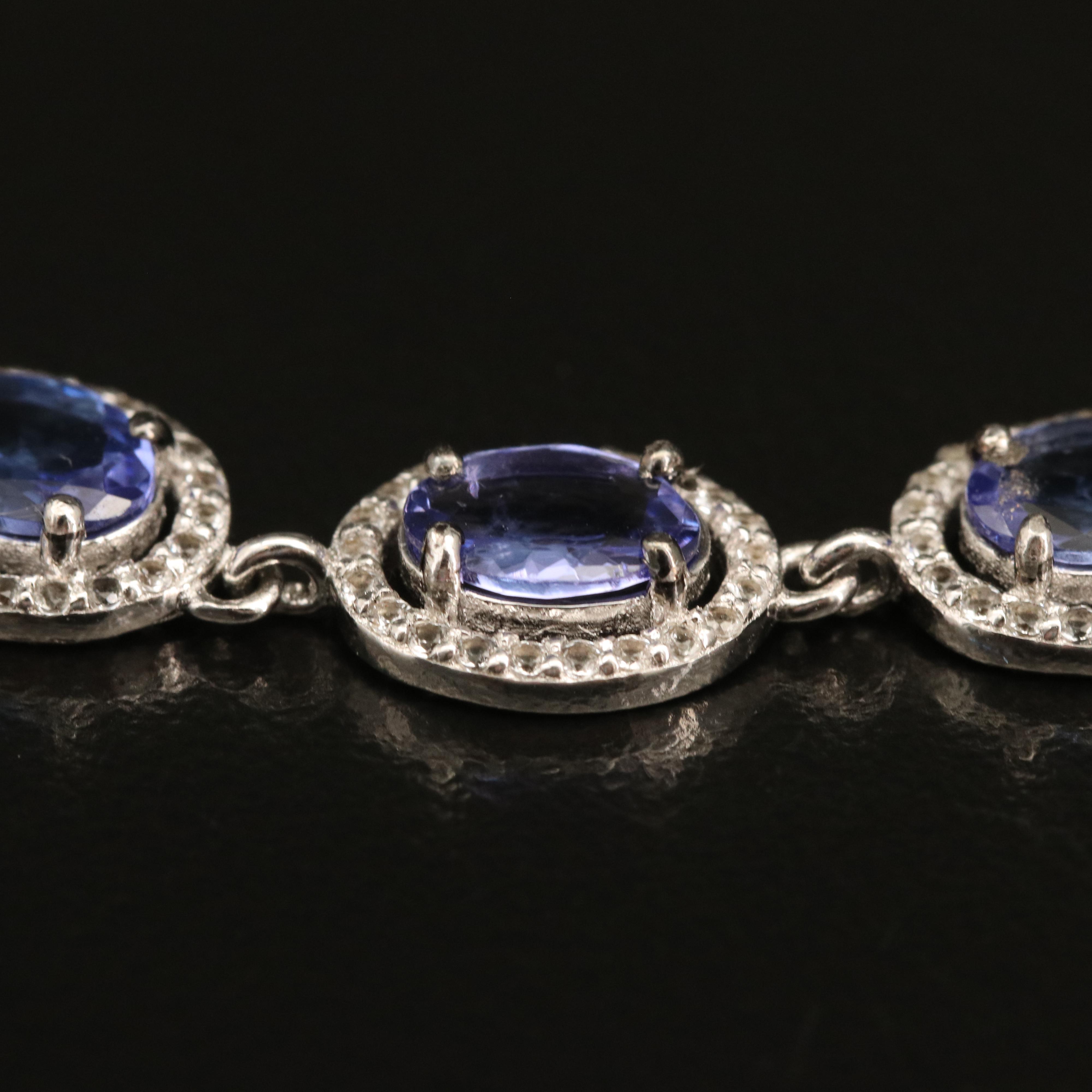 Sterling Tanzanite and Topaz Bolo Bracelet