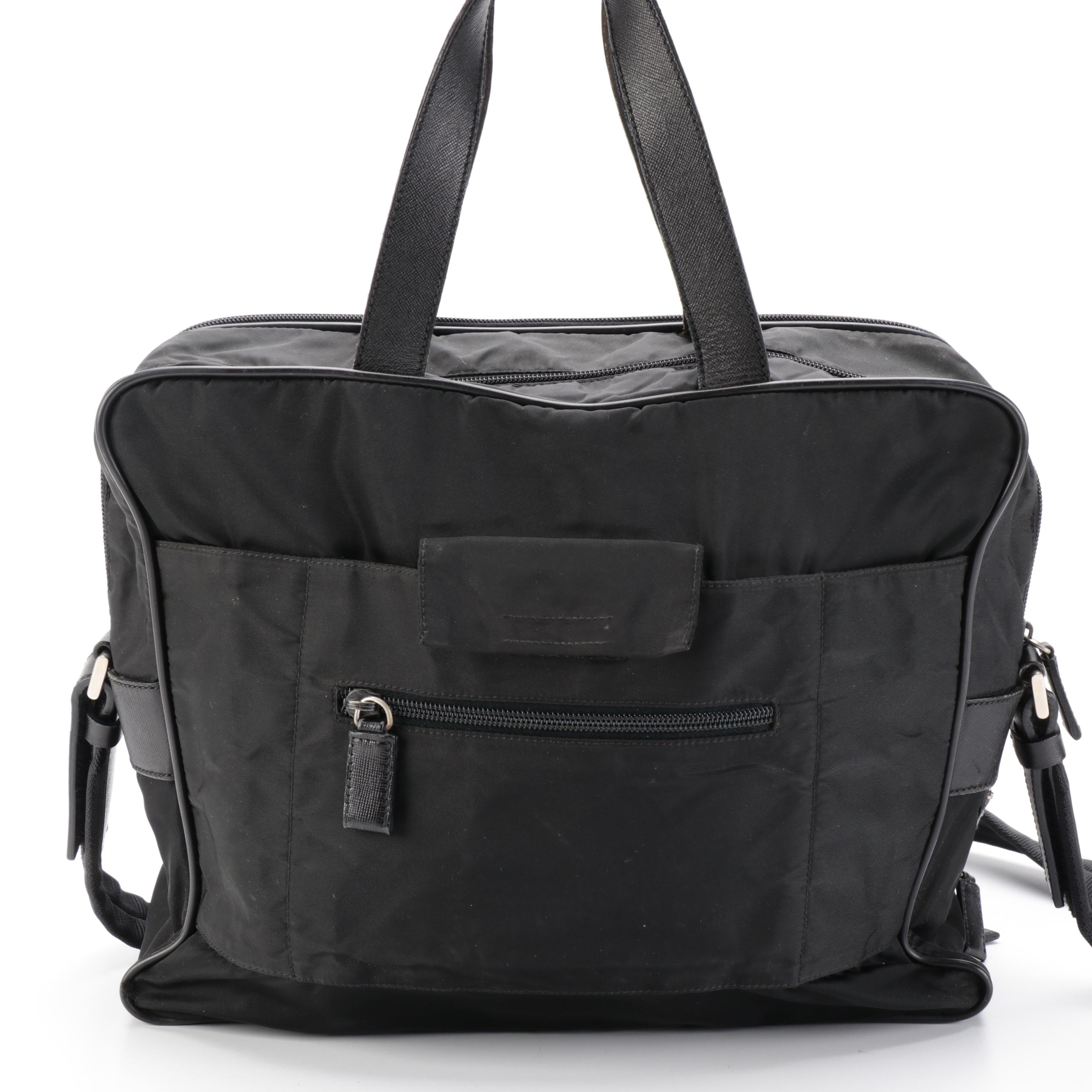 Prada Computer Bag in Black Tessuto Nylon with Saffiano Leather Trim