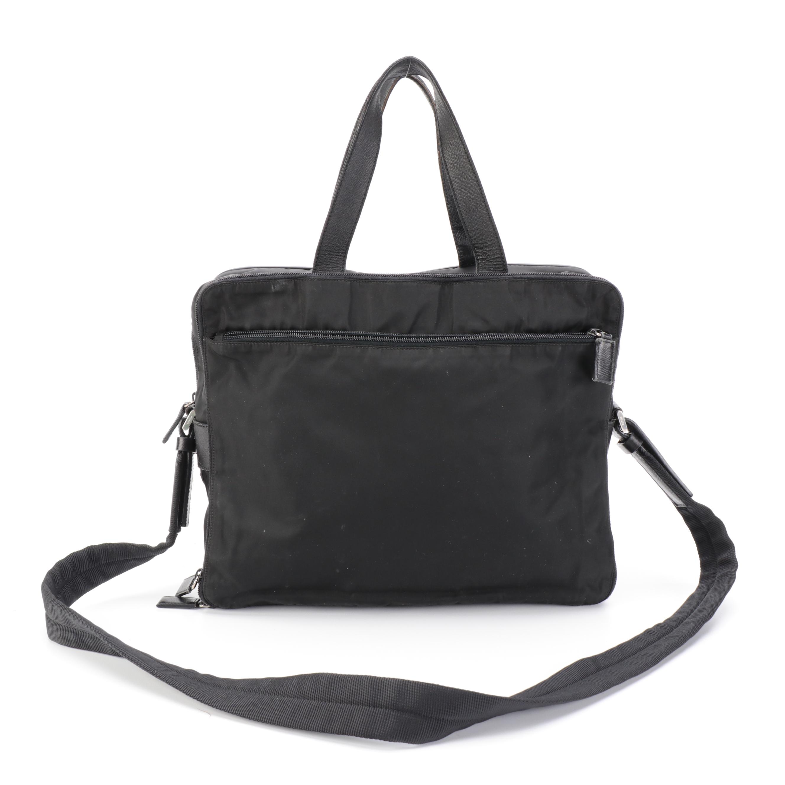 Prada Computer Bag in Black Tessuto Nylon with Saffiano Leather Trim