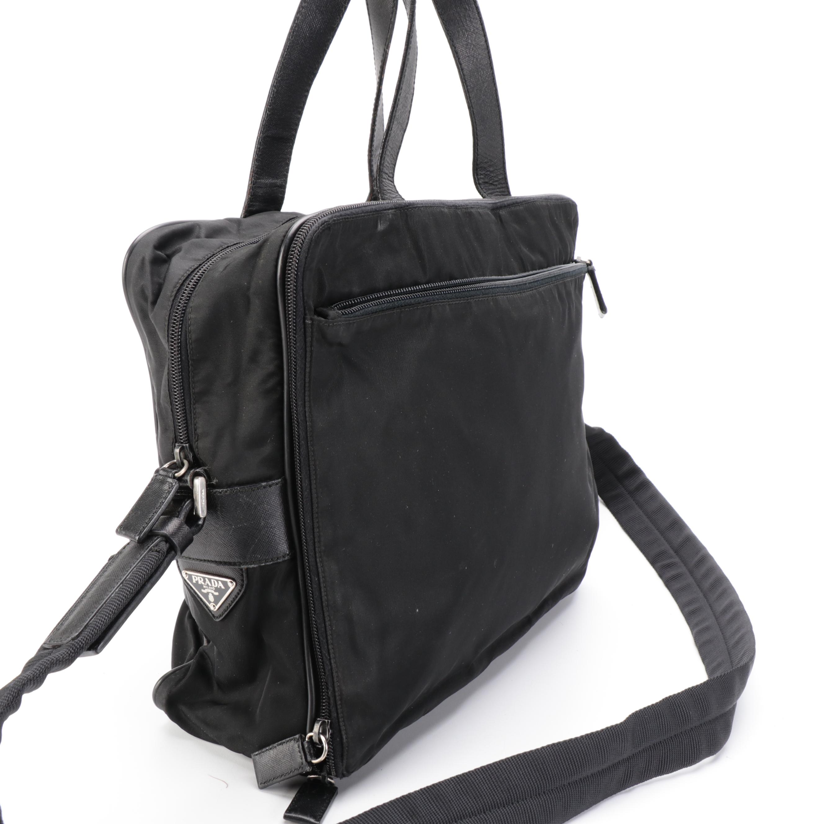 Prada Computer Bag in Black Tessuto Nylon with Saffiano Leather Trim