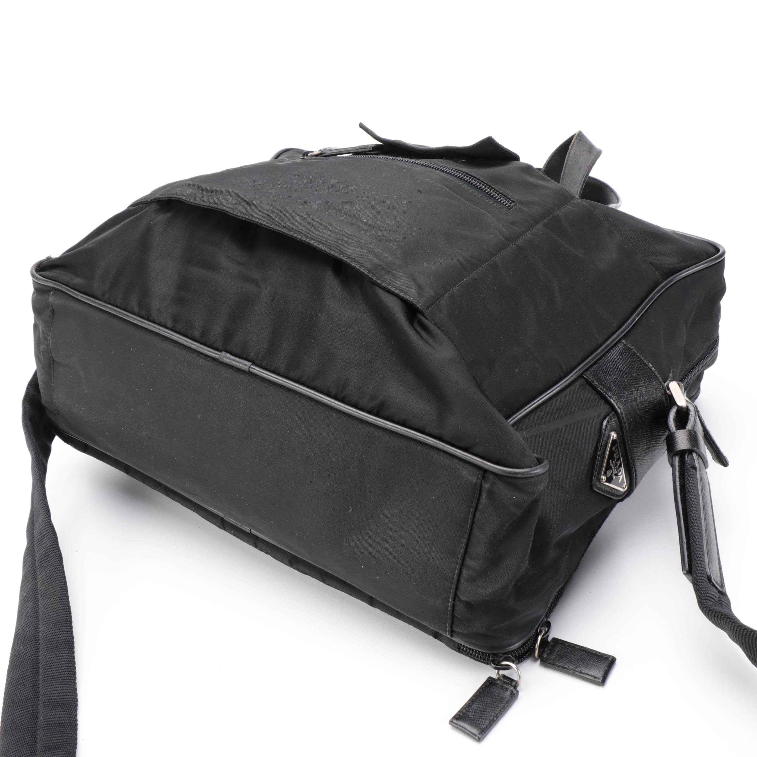 Prada Computer Bag in Black Tessuto Nylon with Saffiano Leather Trim