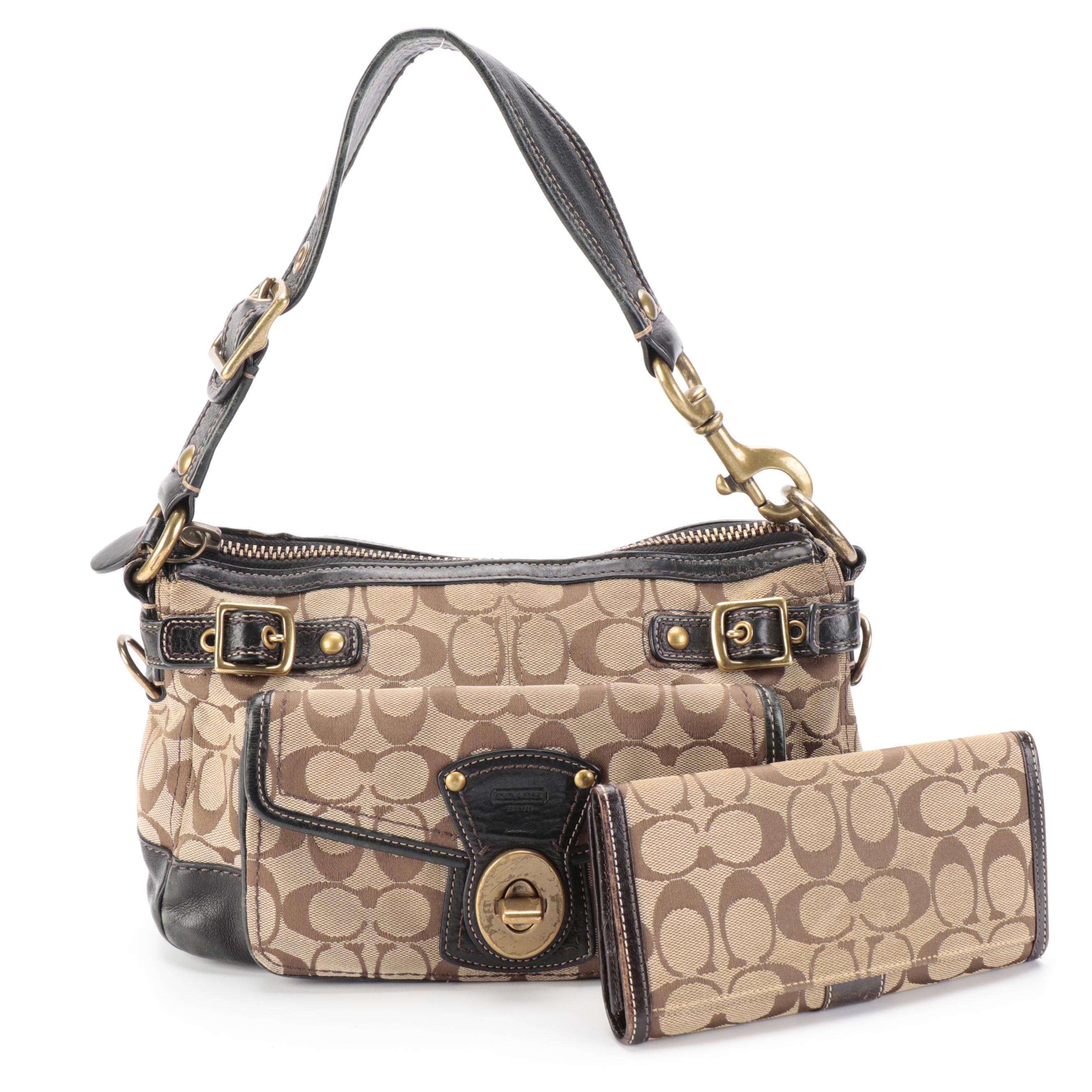 Coach Legacy 11140 Shoulder Bag and Flap Wallet in Signature Canvas and Leather