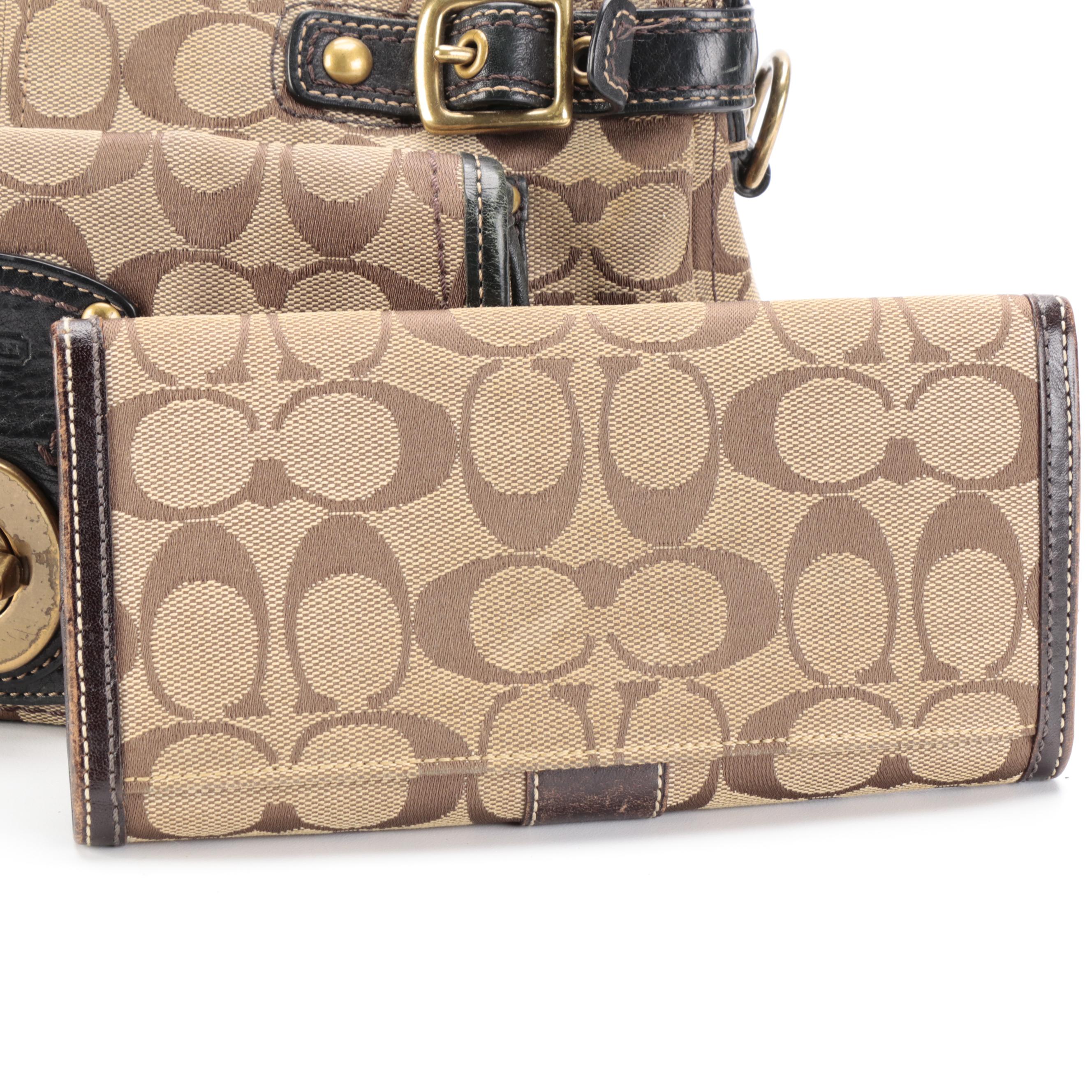 Coach Legacy 11140 Shoulder Bag and Flap Wallet in Signature Canvas and Leather
