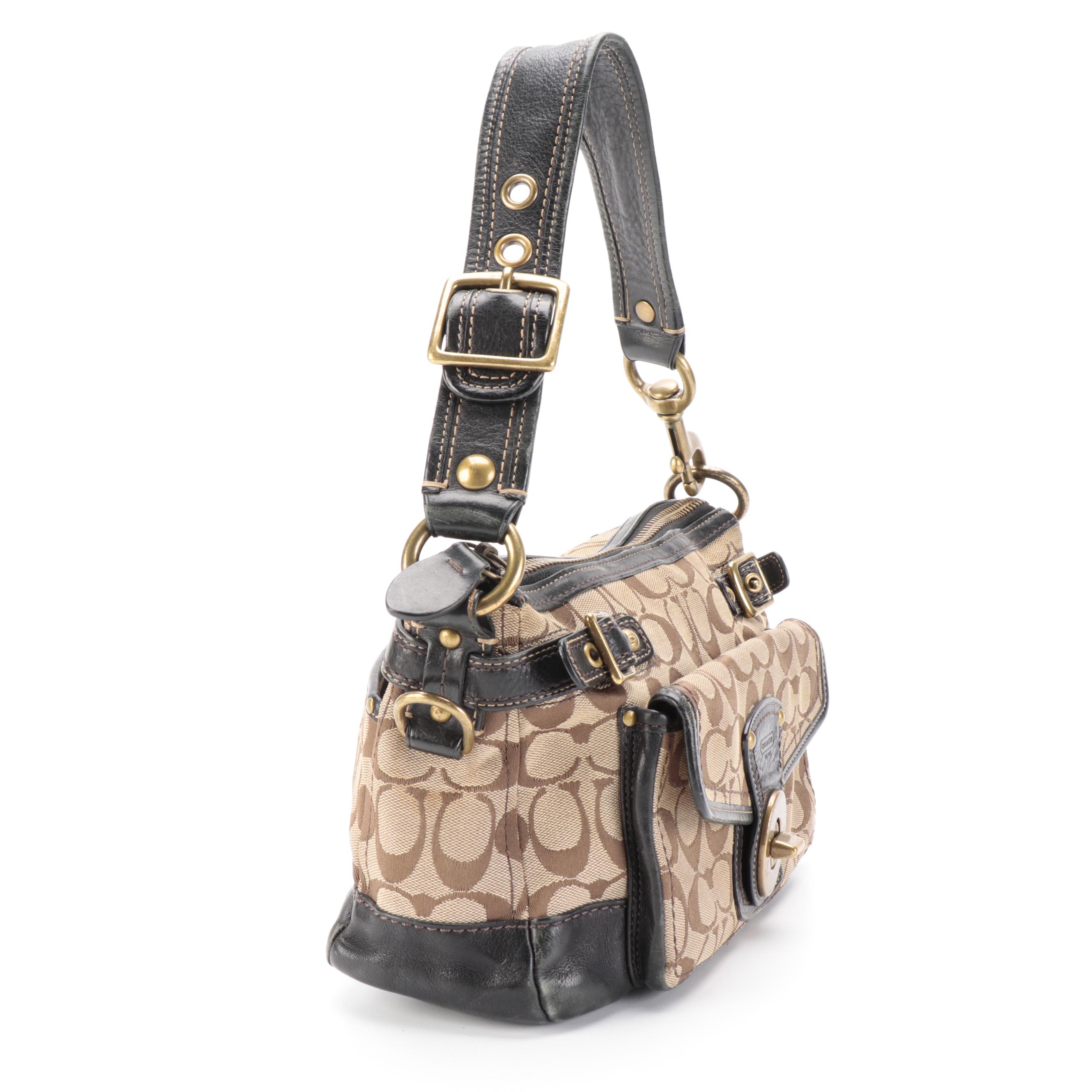 Coach Legacy 11140 Shoulder Bag and Flap Wallet in Signature Canvas and Leather