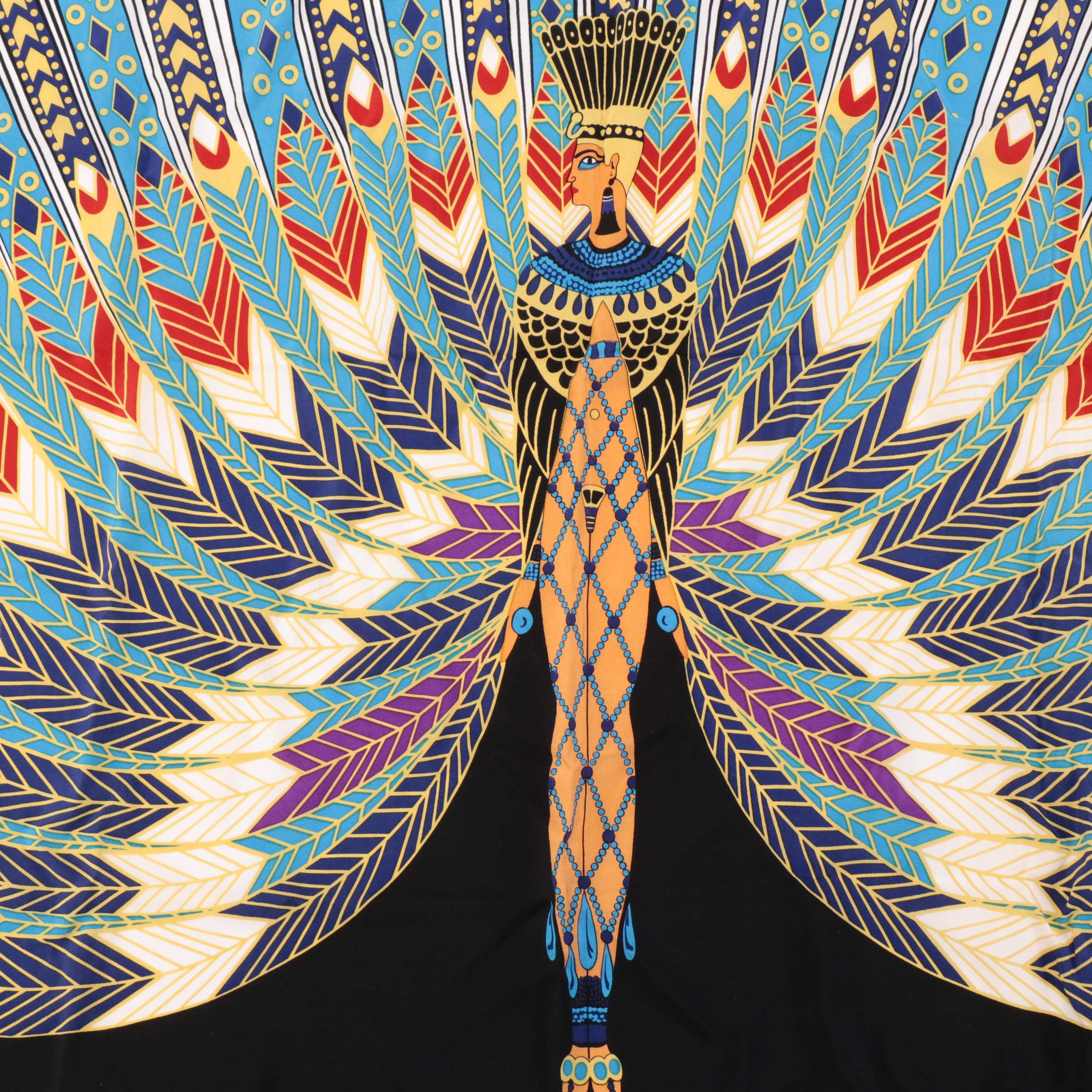 Erté "The Nile" Egyptian Goddess Themed Silk Scarf