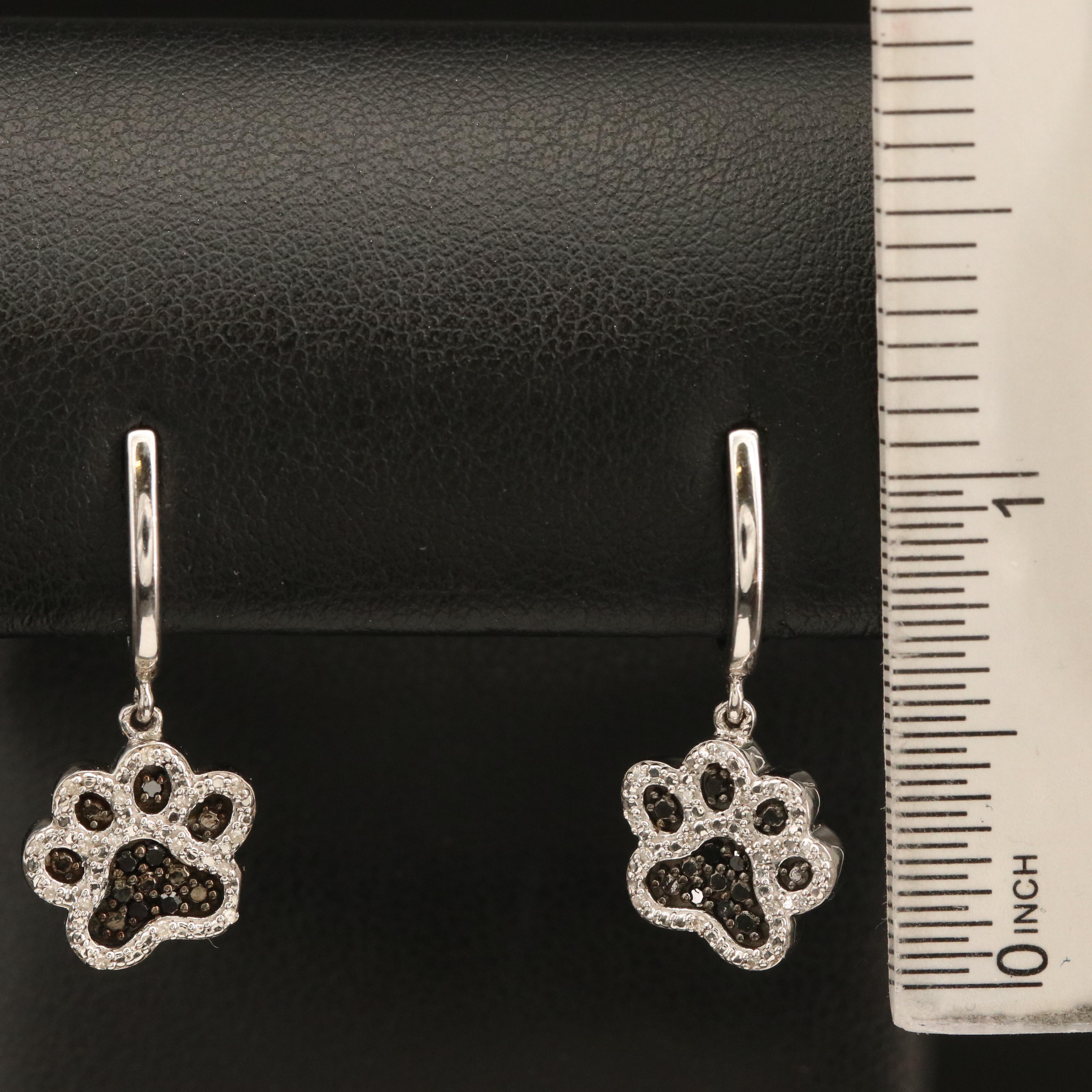 Sterling Pavé Diamond Paw Drop Earrings