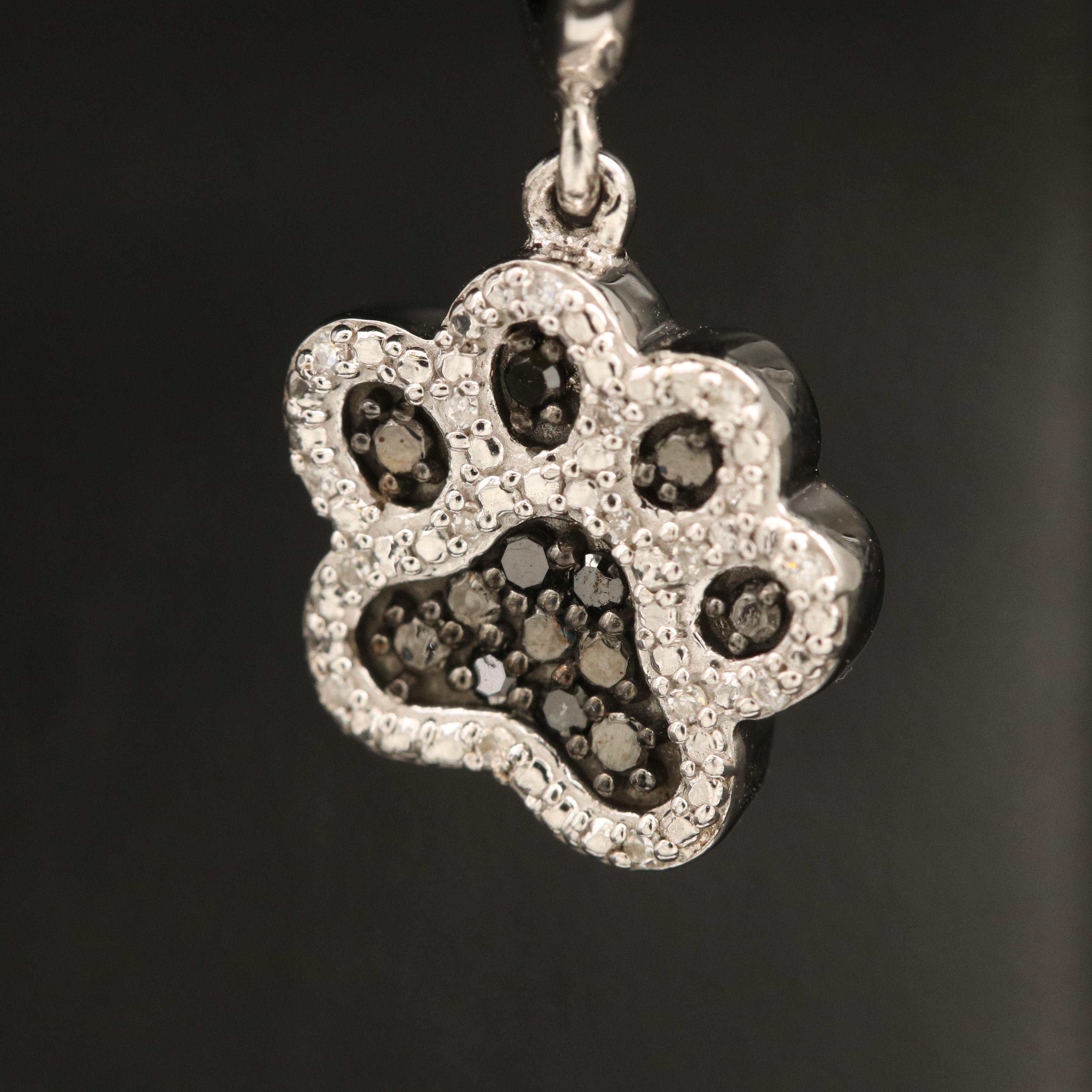 Sterling Pavé Diamond Paw Drop Earrings