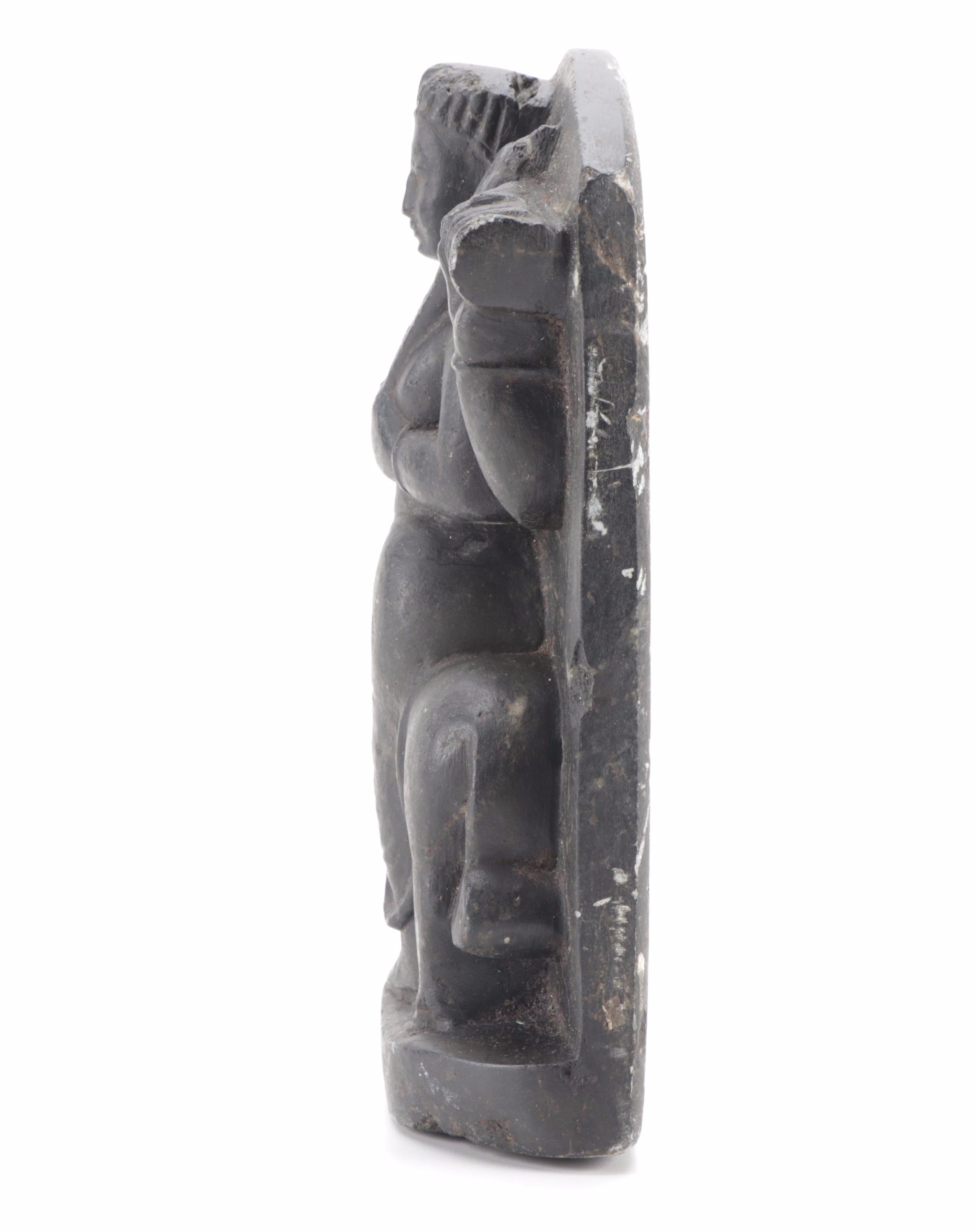 Hindu Carved Black Stone Kala Bhairava Ashtami Idol