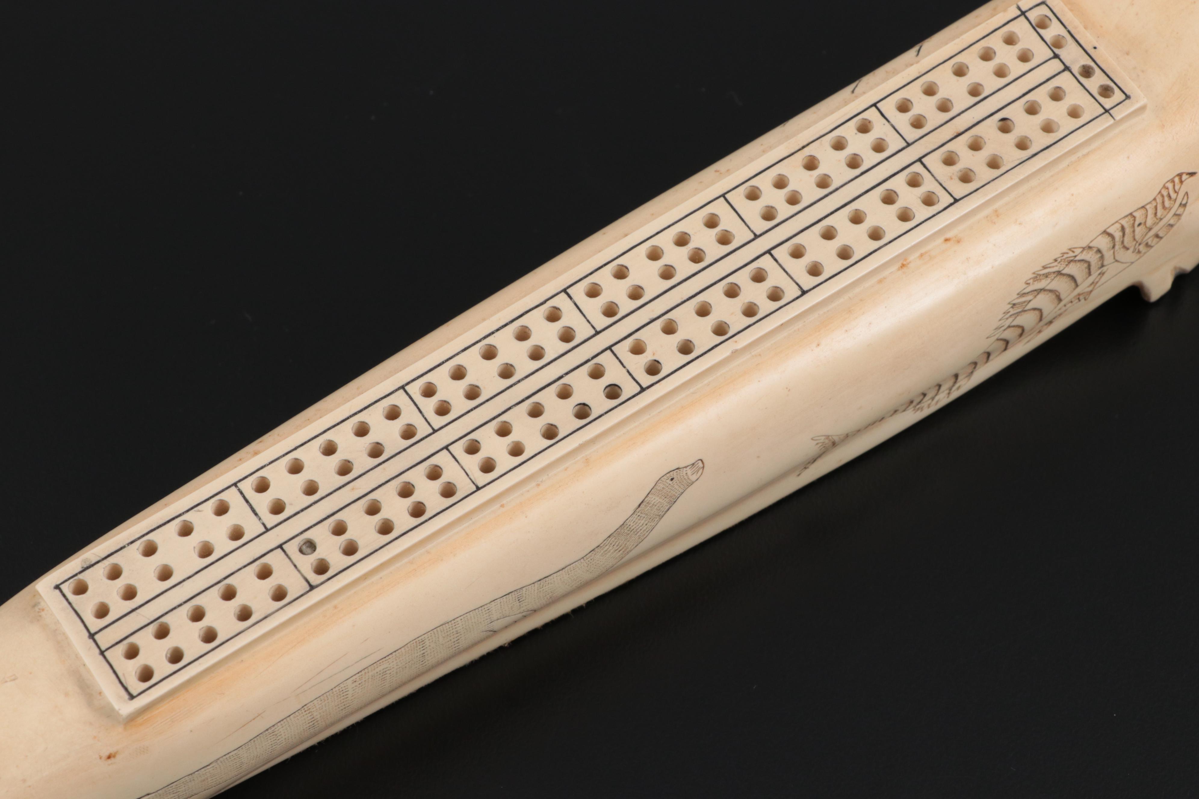 Peabody Museum Resin Replica Scrimshaw Cribbage Board