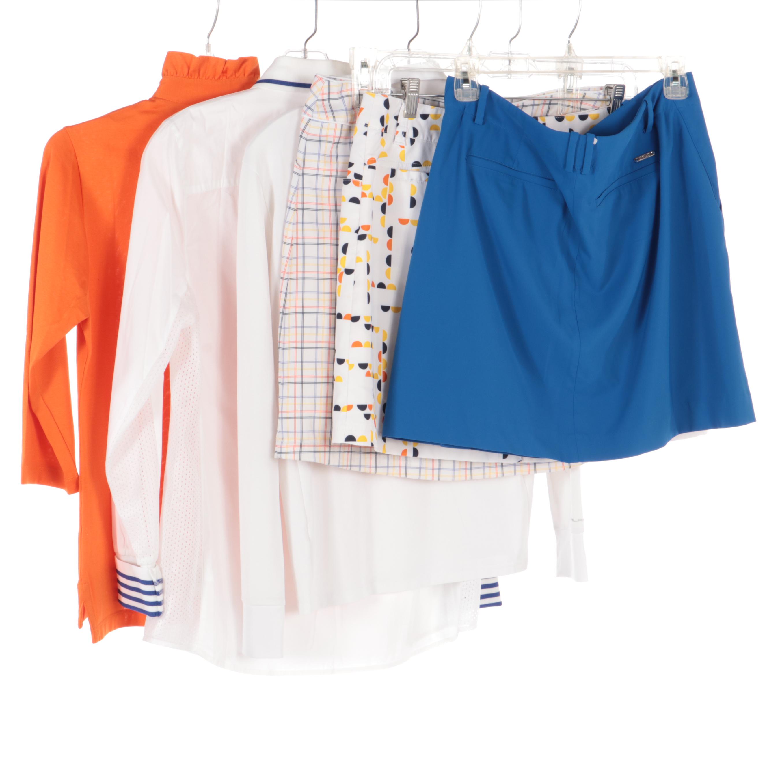 Polo Golf, Tory Sport, Peter Millar, and RLX Skorts and Button-Up Shirts