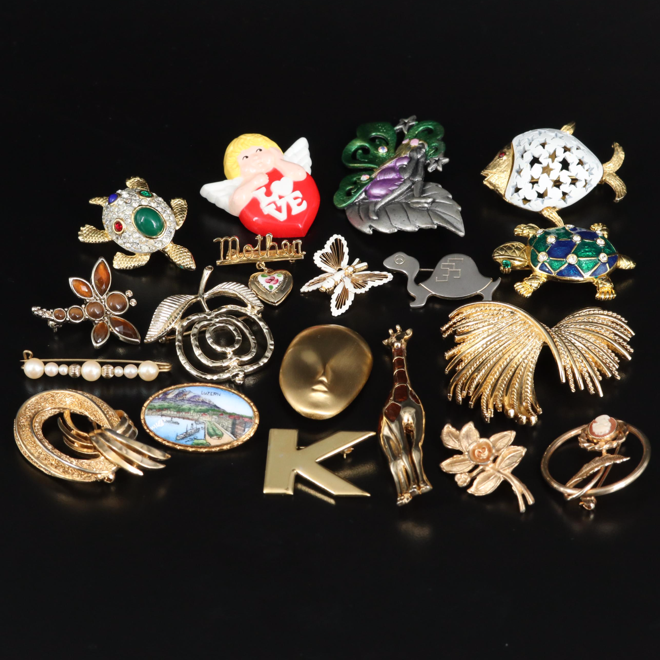 Gold Filled Jewelry Featuring Crown Trifari, Laurel Burch and Disney