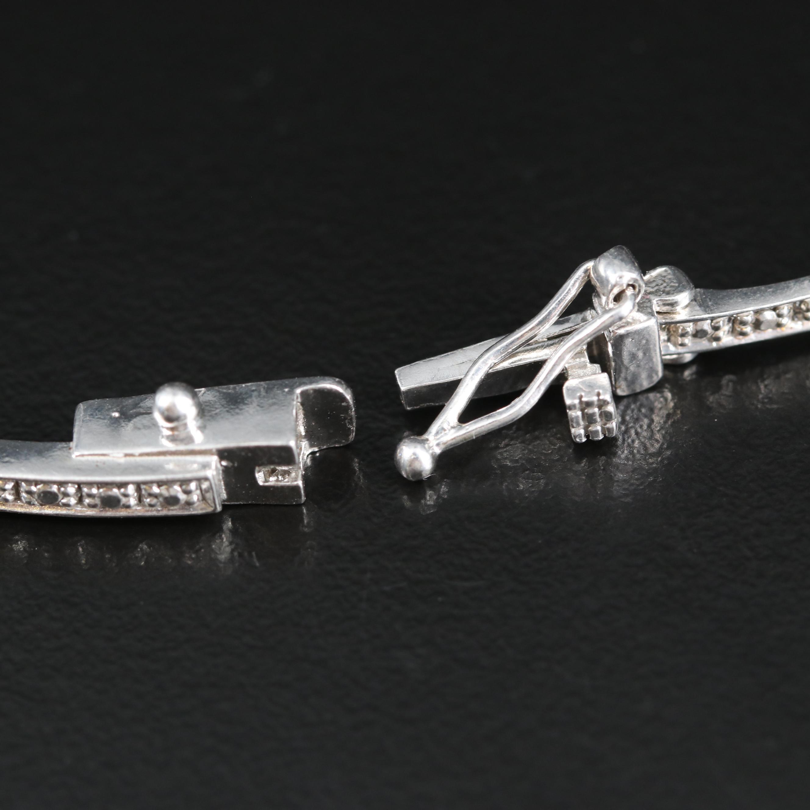 Sterling Silver Sky Blue Topaz and Diamond Bracelet