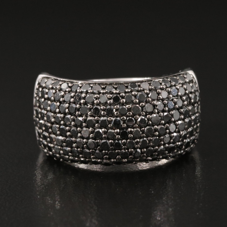 Sterling Silver 2.05 CTW Pavé Diamond Tapered Band