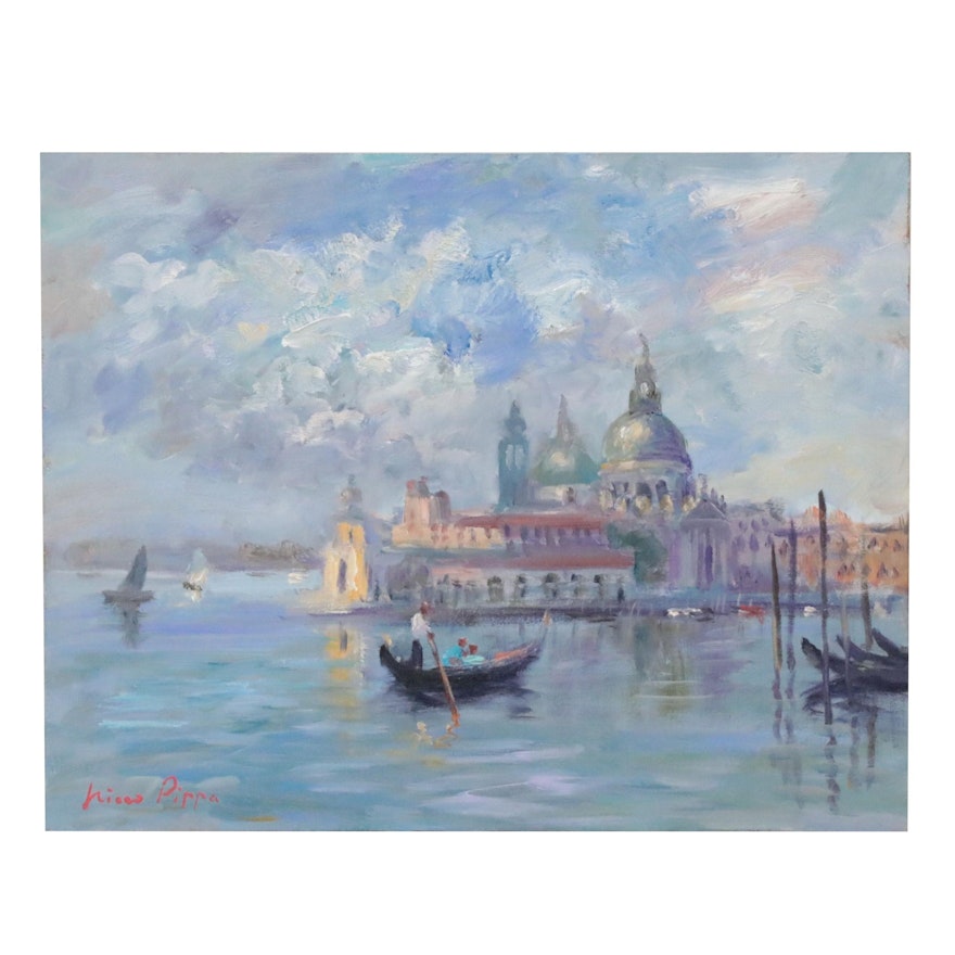 Nino Pippa Oil Painting "Venice - Gondola Entering The Grand Canal," 2017