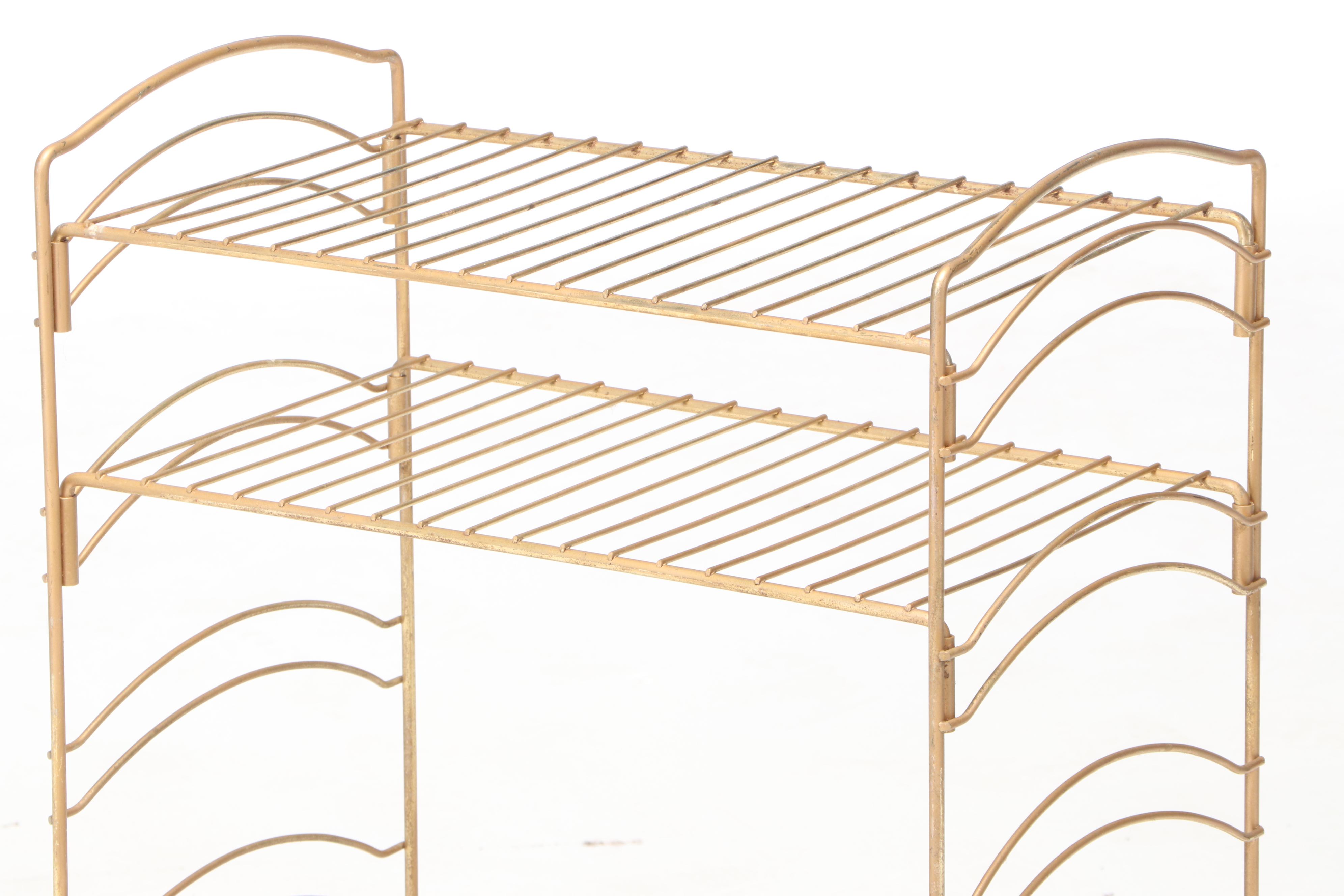 Mid Century Modern Gilt Wire Three-Tier Record Stand
