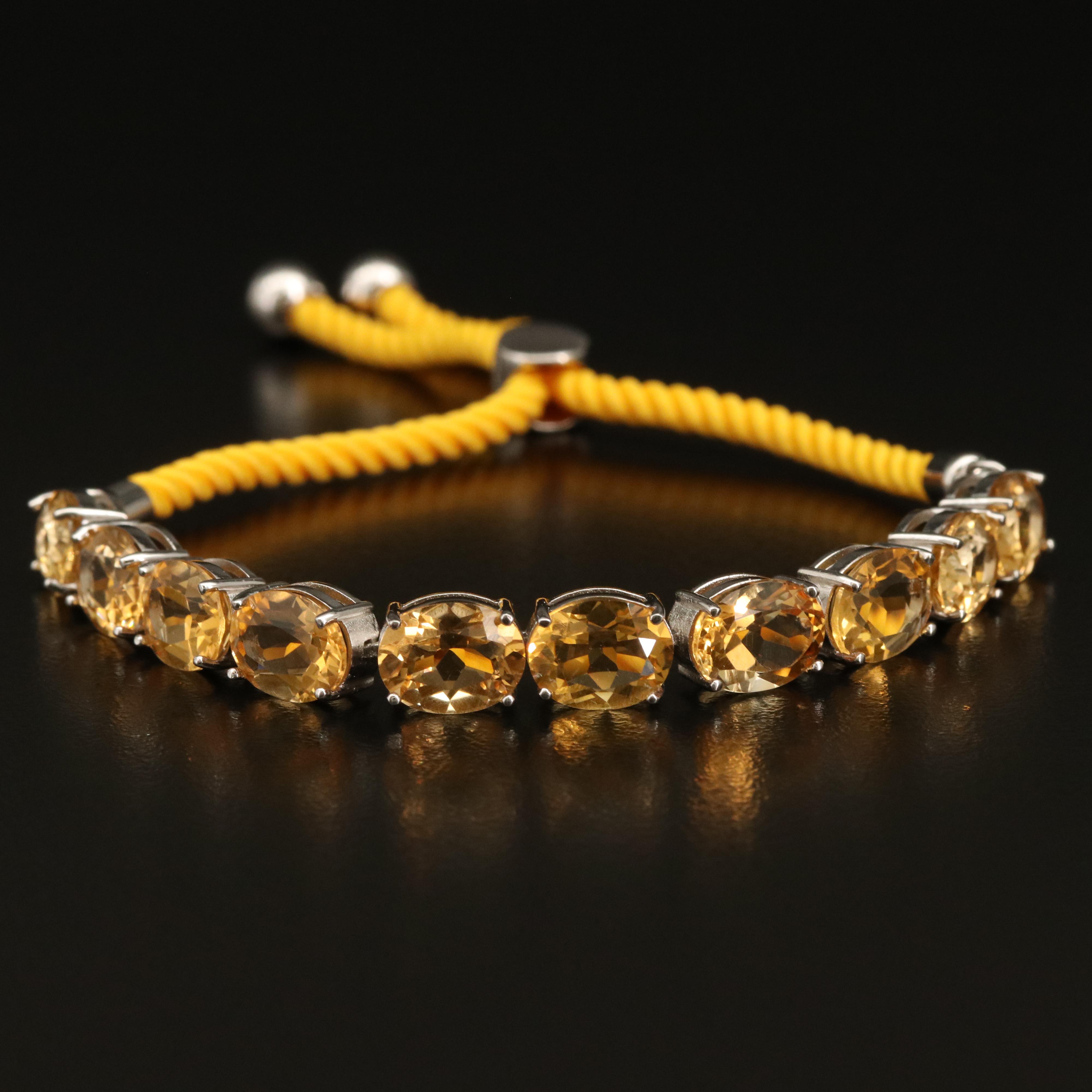 Sterling Citrine Twisted Cord Bracelet