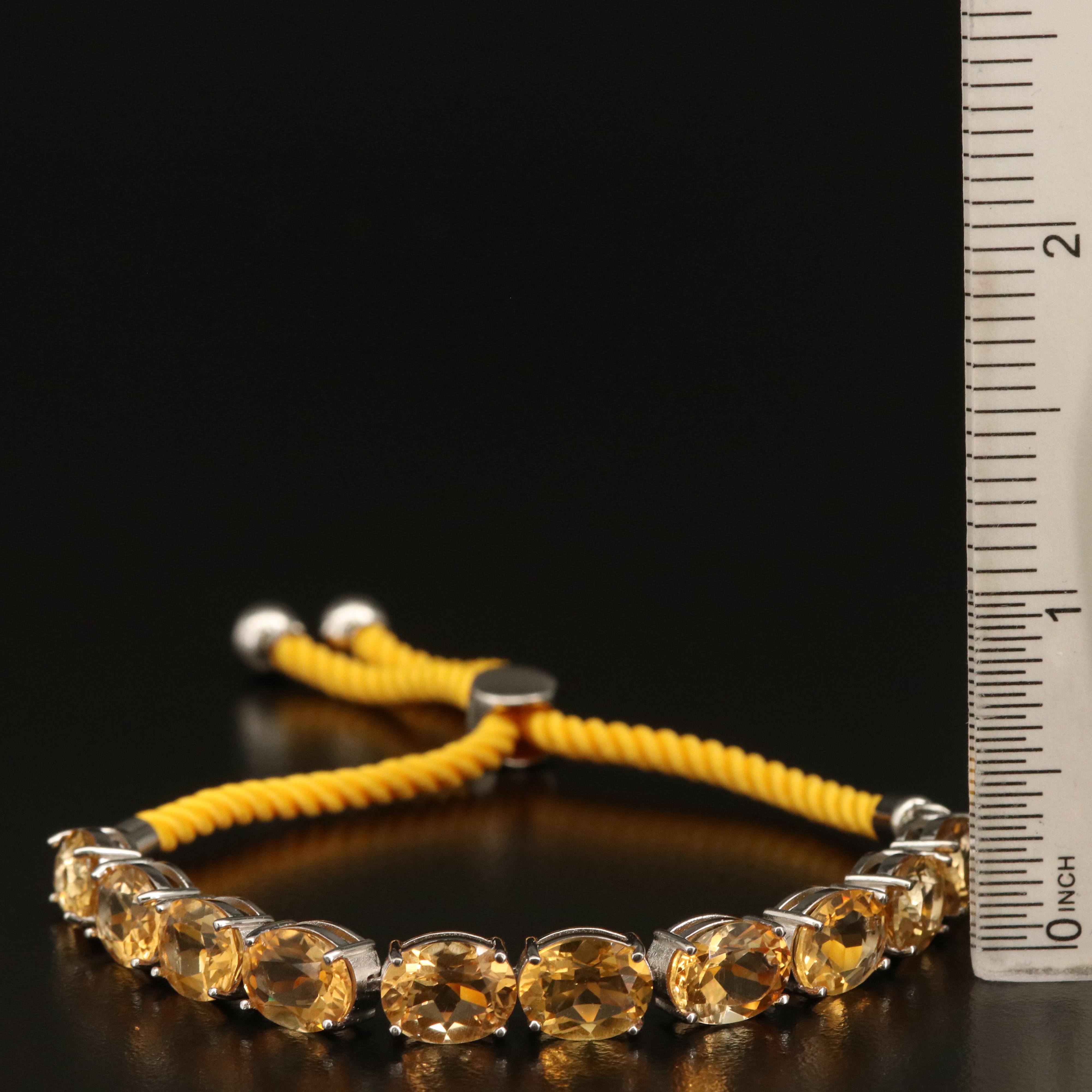 Sterling Citrine Twisted Cord Bracelet