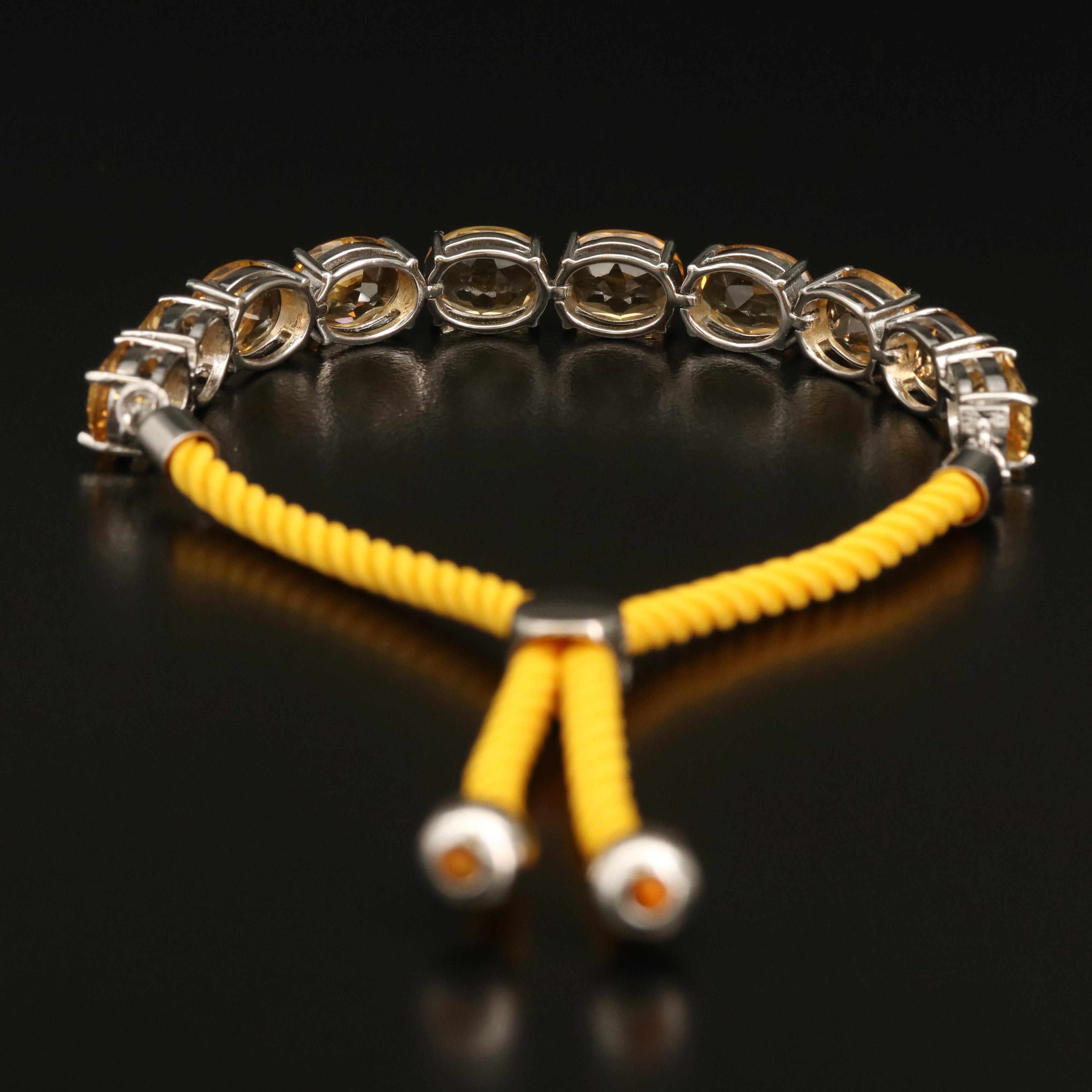 Sterling Citrine Twisted Cord Bracelet