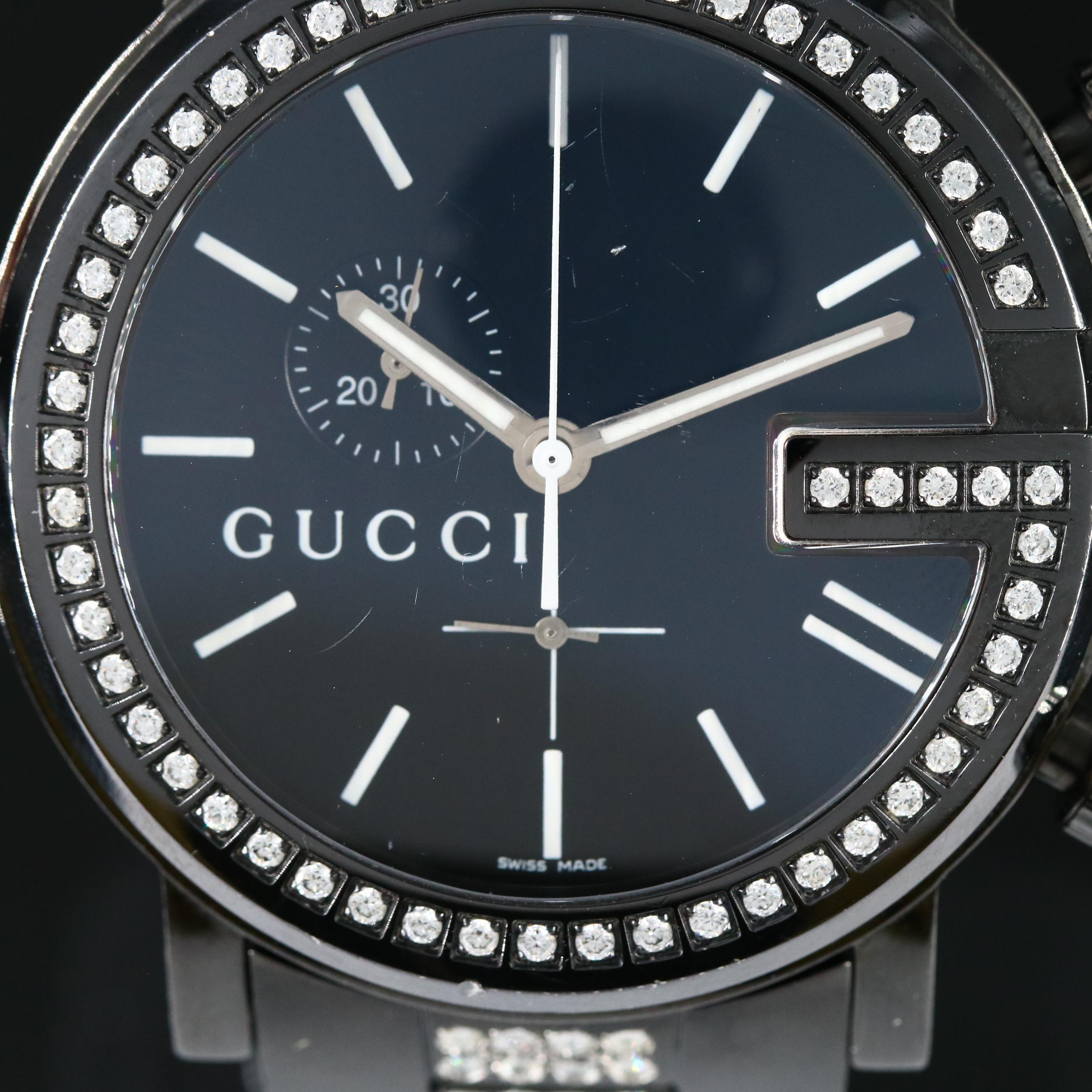 Gucci G-Chrono 7.25 CTW Diamond Black PVD and Stainless Steel Watch