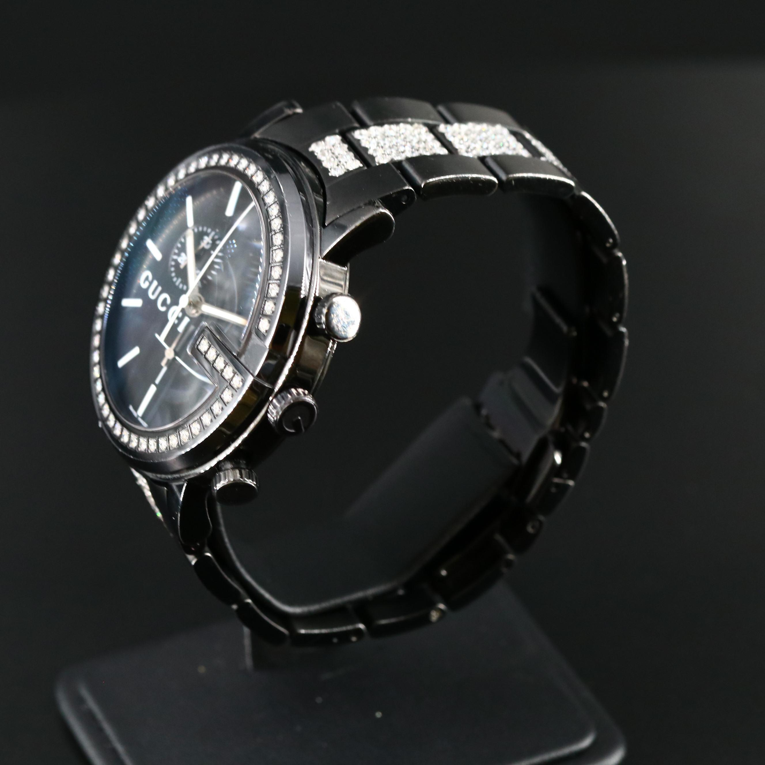 Gucci G-Chrono 7.25 CTW Diamond Black PVD and Stainless Steel Watch