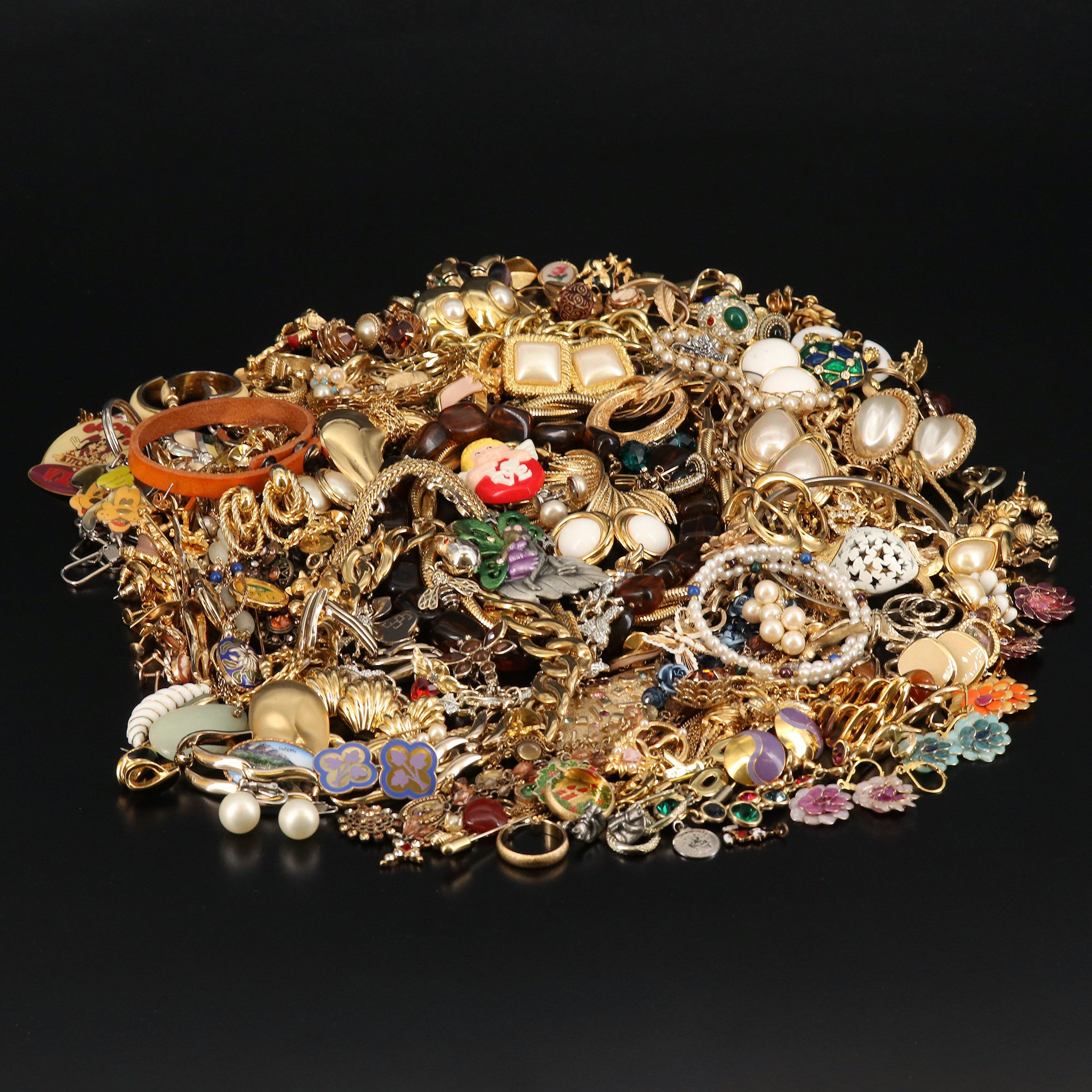 Gold Filled Jewelry Featuring Crown Trifari, Laurel Burch and Disney