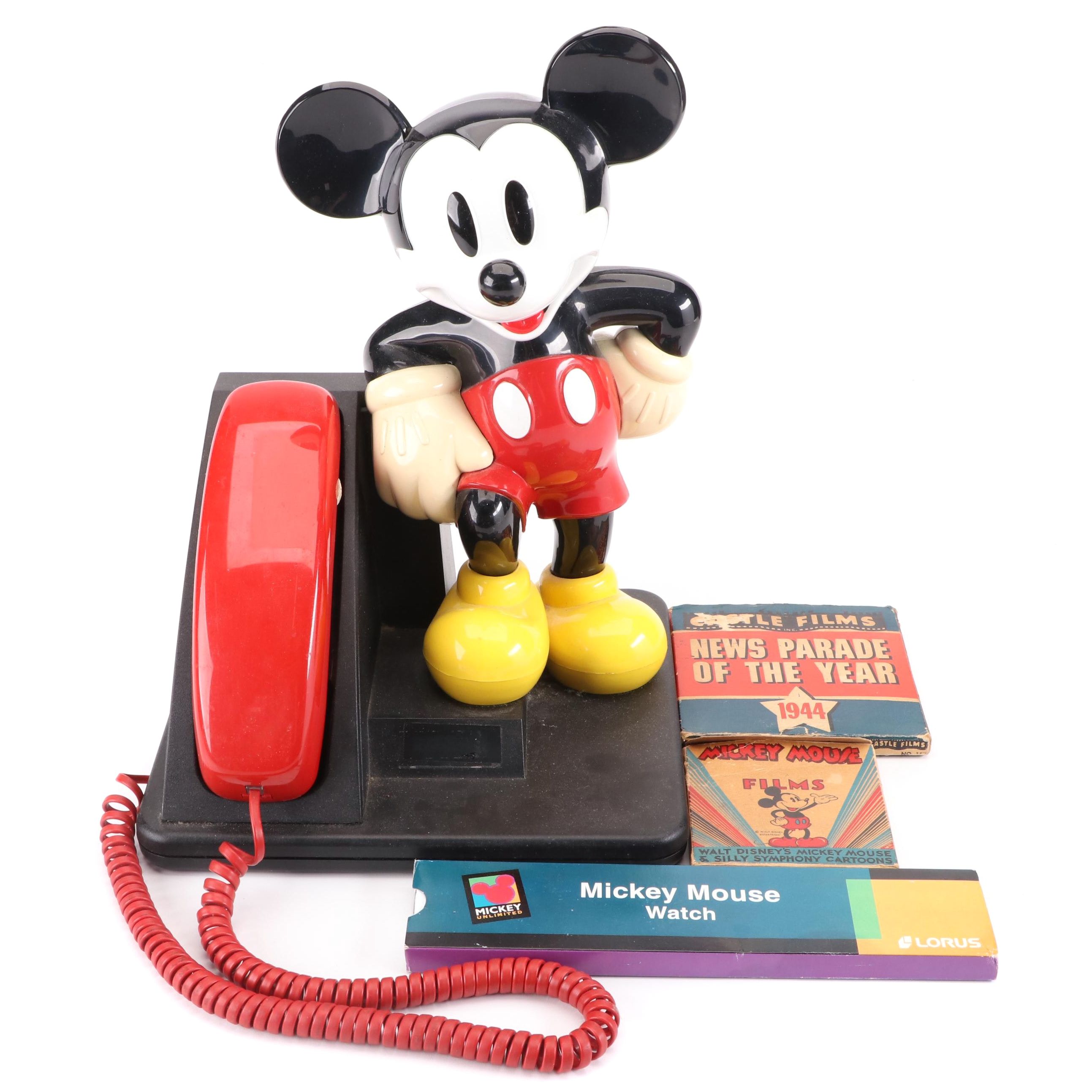 AT&T Mickey Mouse Corded Telephone with Other Mickey Mouse Accessories and Film