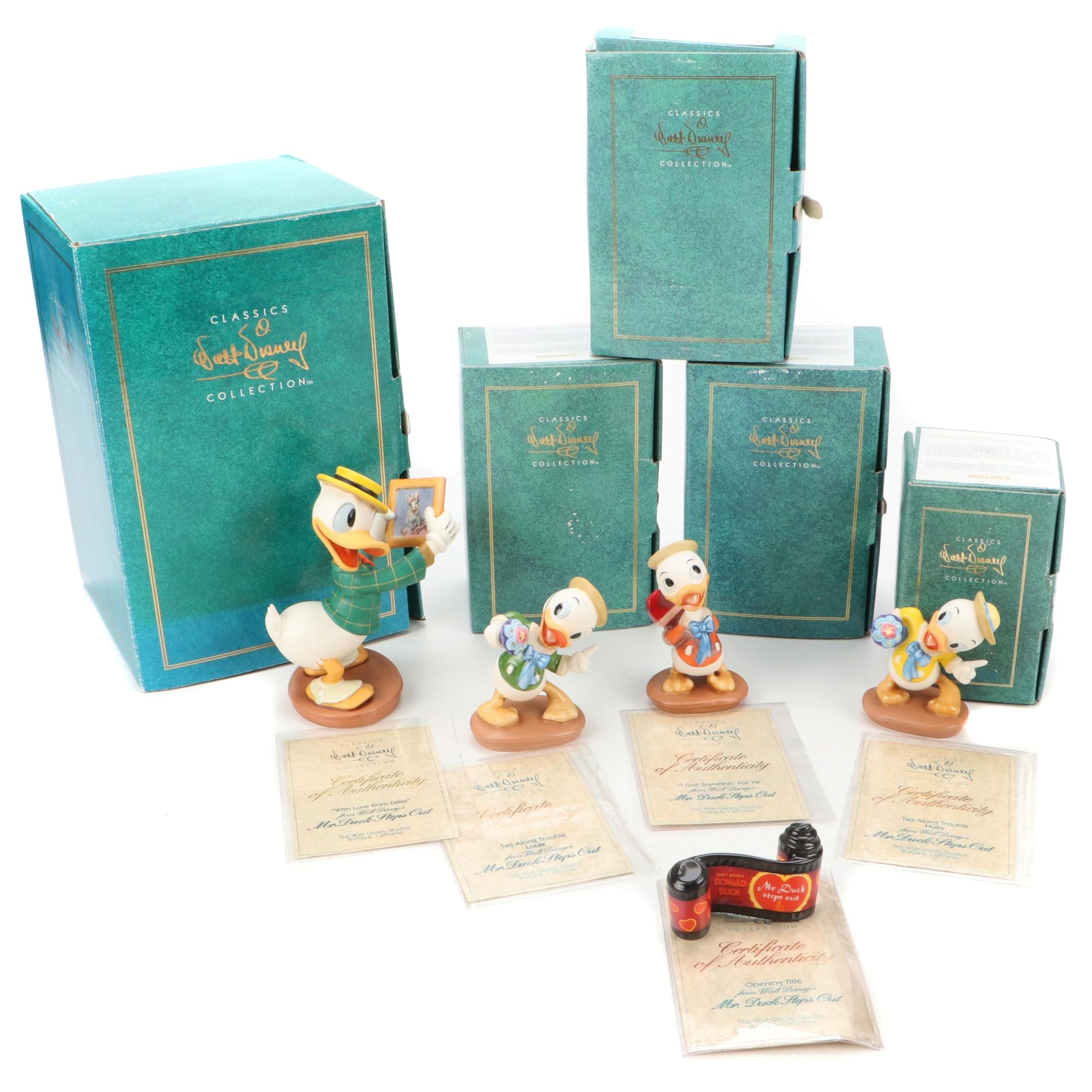 Walt Disney Classic Collections "Dr. Duck Steps Out" Ceramic Figurines
