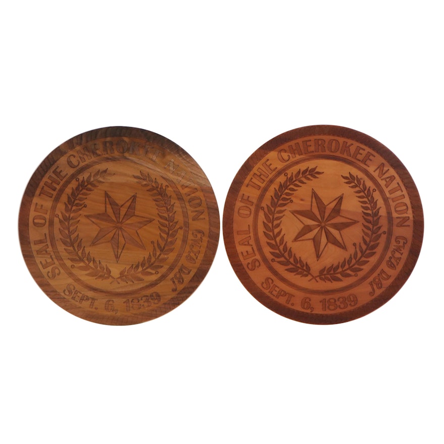 Carved Wood Wall Hangings "Seal of the Cherokee Nation Sept. 6, 1839"
