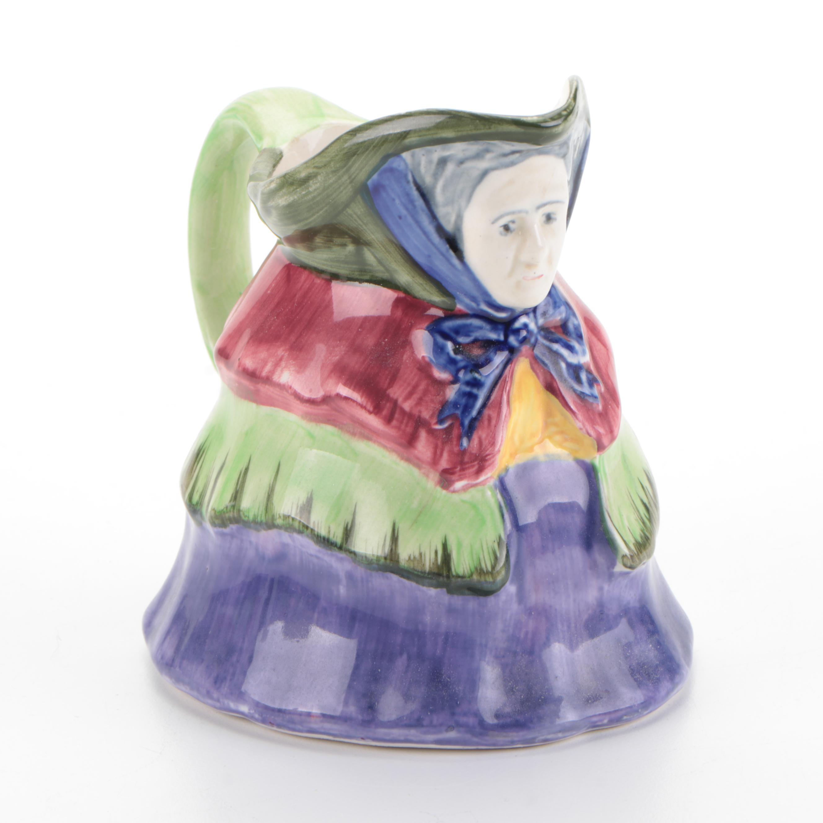 English Little Old Lady Figural Ceramic Tea Set, Mid-20th Century