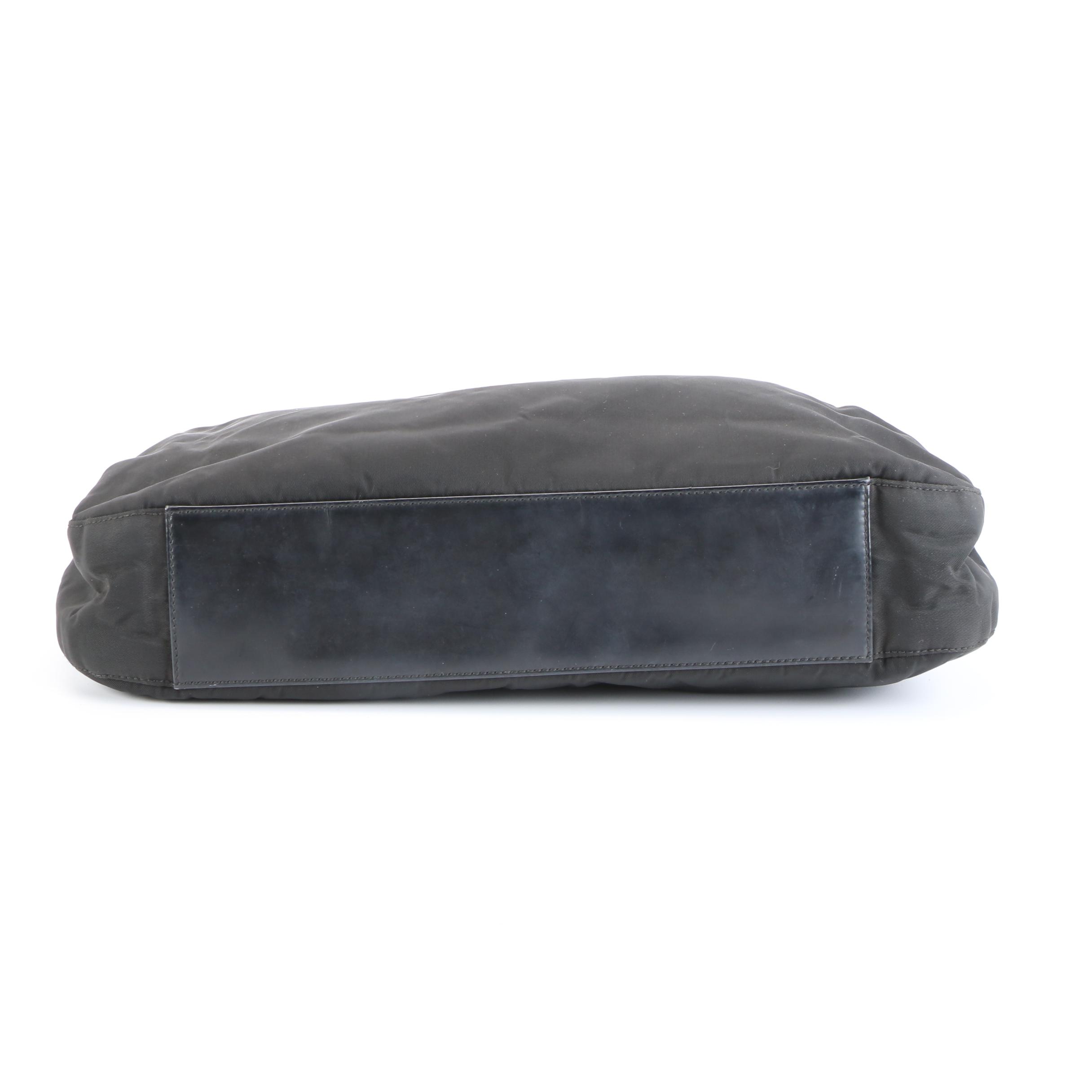 Prada Shoulder Bag in Black Tessuto Nylon with Leather Trim