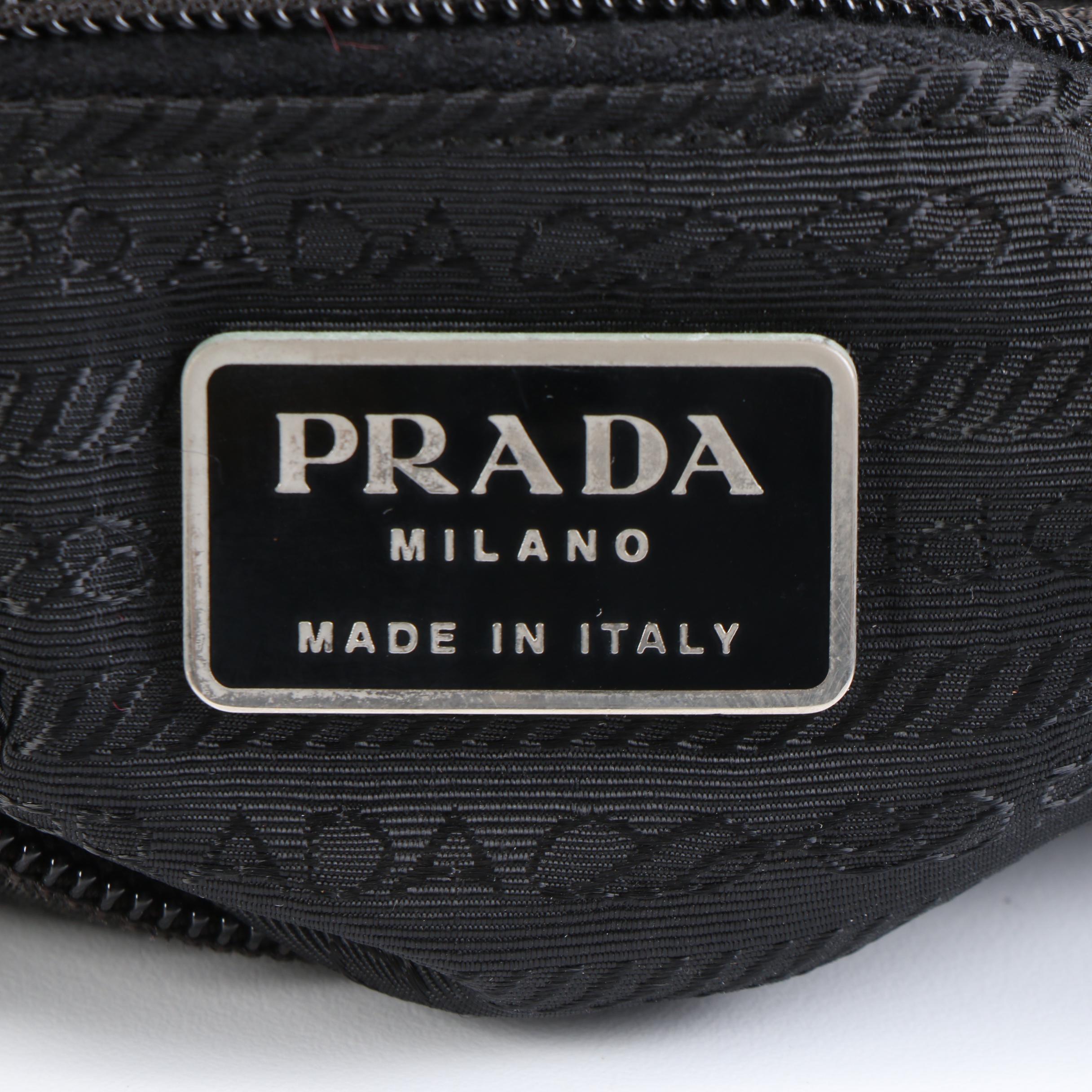 Prada Shoulder Bag in Black Tessuto Nylon with Leather Trim
