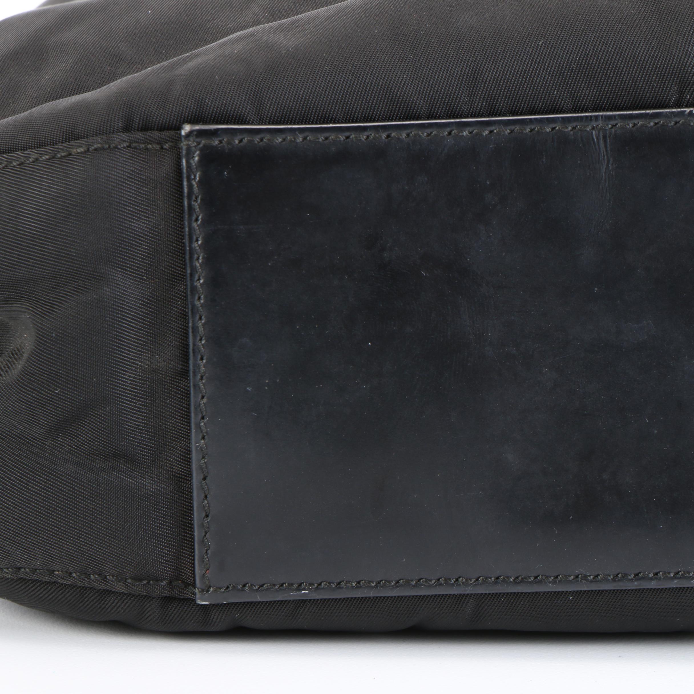 Prada Shoulder Bag in Black Tessuto Nylon with Leather Trim