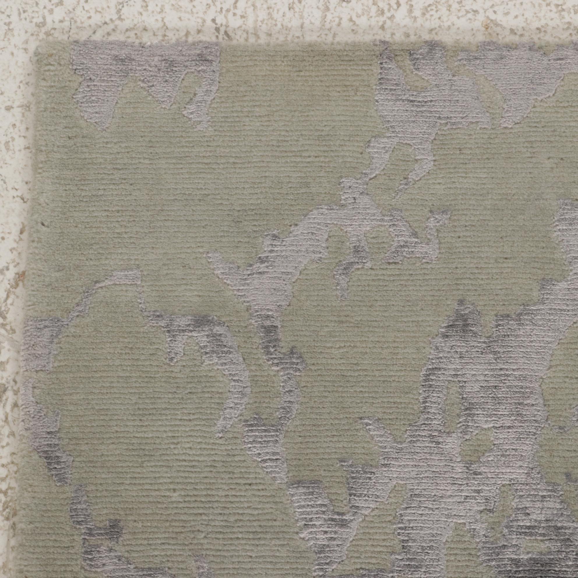 2' x 2' Hand-Knotted Indian Modern Style Art Silk Rugs, 2010s