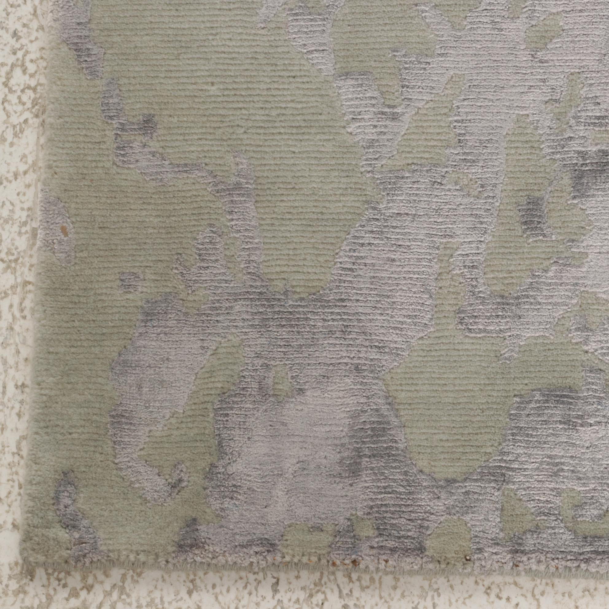 2' x 2' Hand-Knotted Indian Modern Style Art Silk Rugs, 2010s