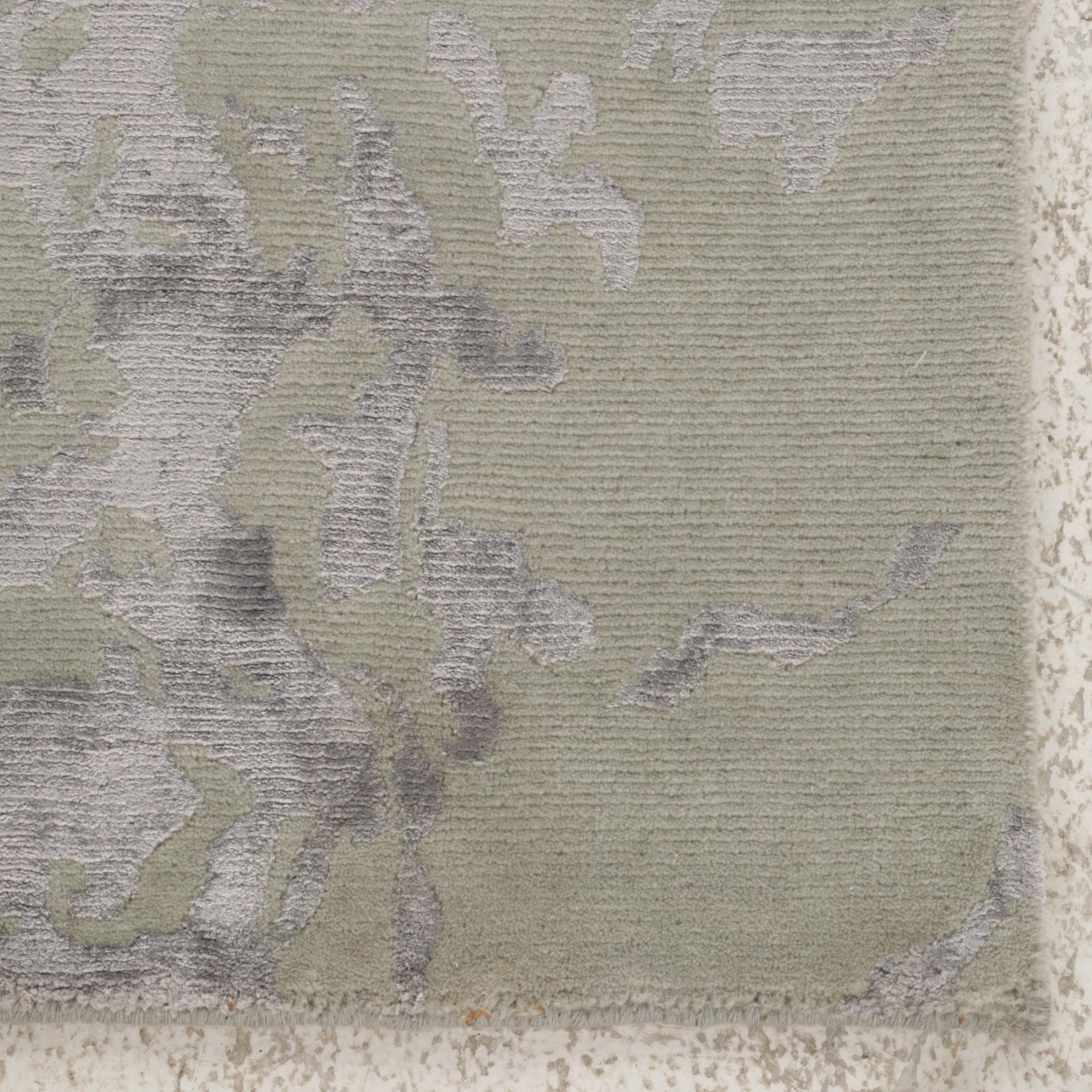 2' x 2' Hand-Knotted Indian Modern Style Art Silk Rugs, 2010s