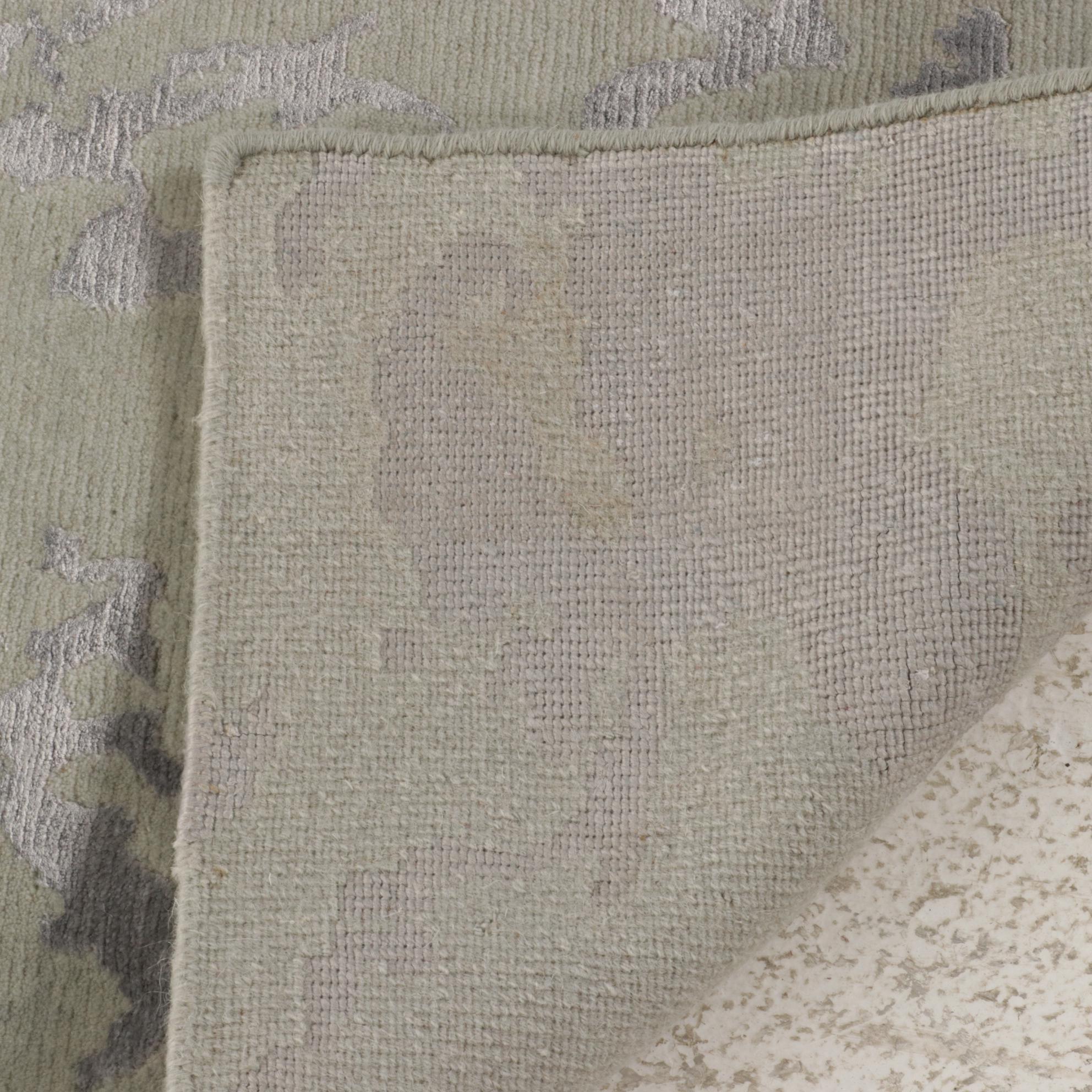 2' x 2' Hand-Knotted Indian Modern Style Art Silk Rugs, 2010s