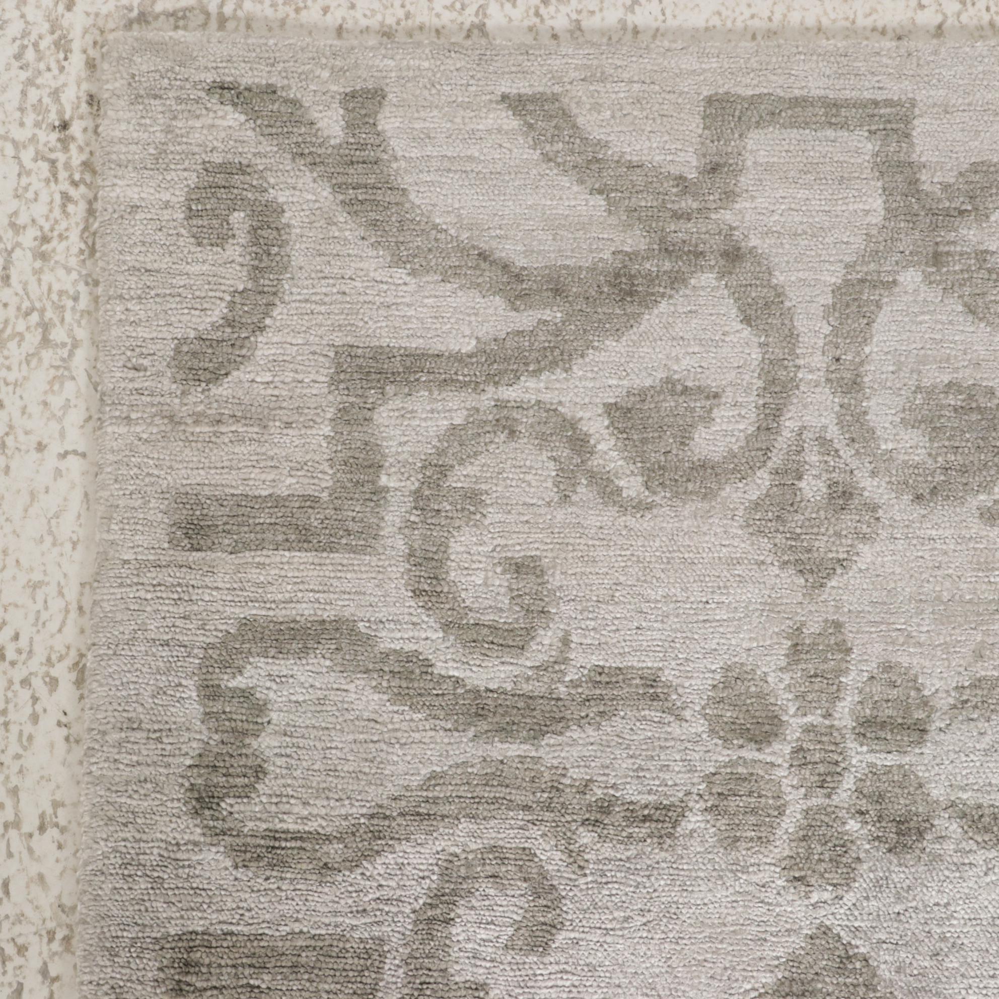 2' x 2' Hand-Knotted Indian Modern Style Art Silk Rugs, 2010s