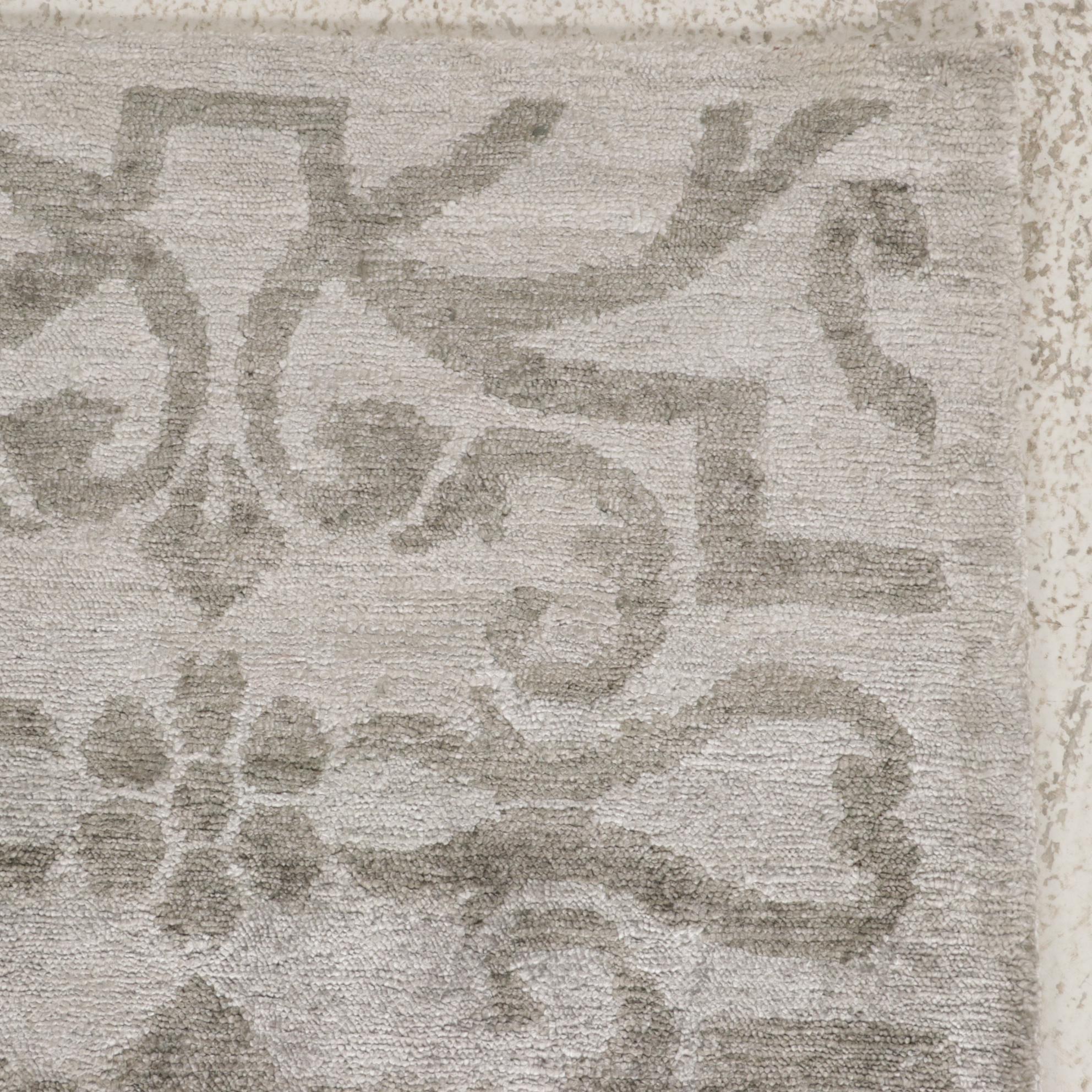 2' x 2' Hand-Knotted Indian Modern Style Art Silk Rugs, 2010s