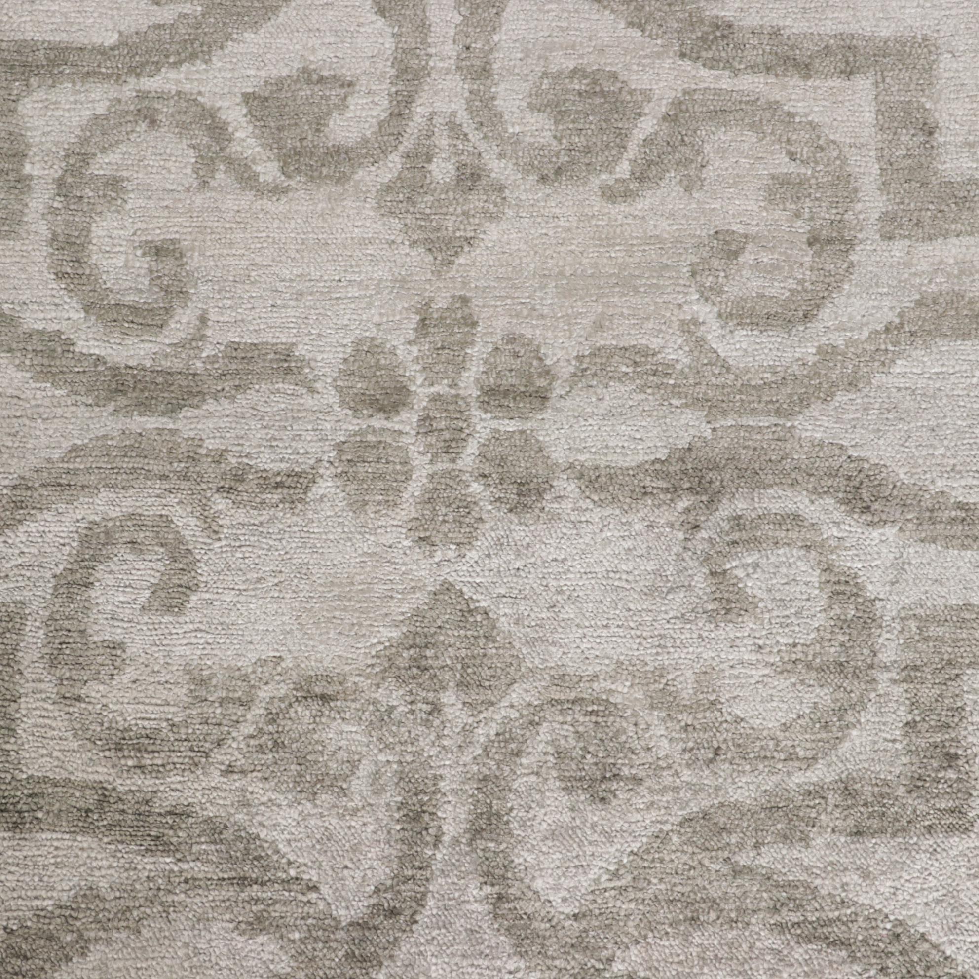 2' x 2' Hand-Knotted Indian Modern Style Art Silk Rugs, 2010s