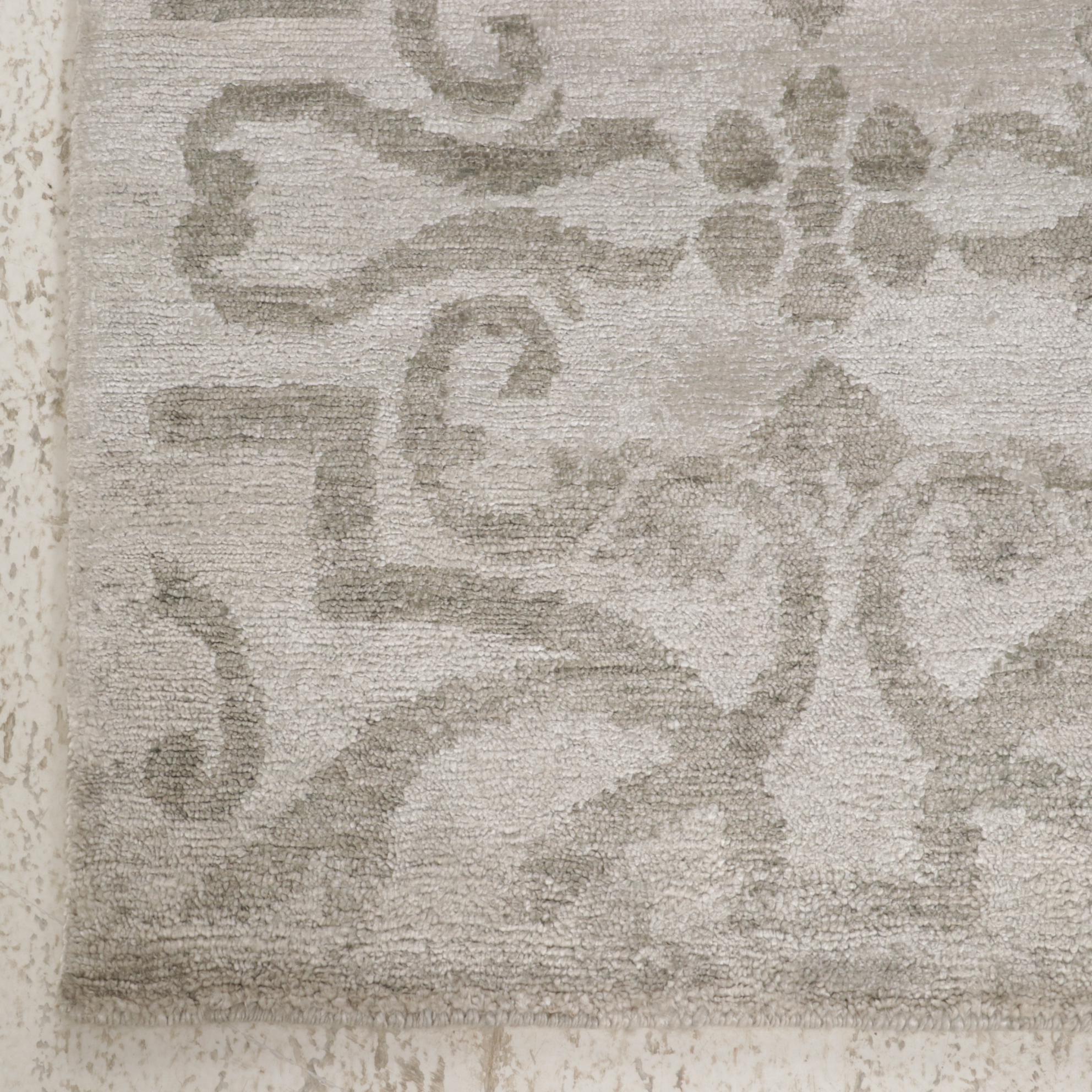 2' x 2' Hand-Knotted Indian Modern Style Art Silk Rugs, 2010s