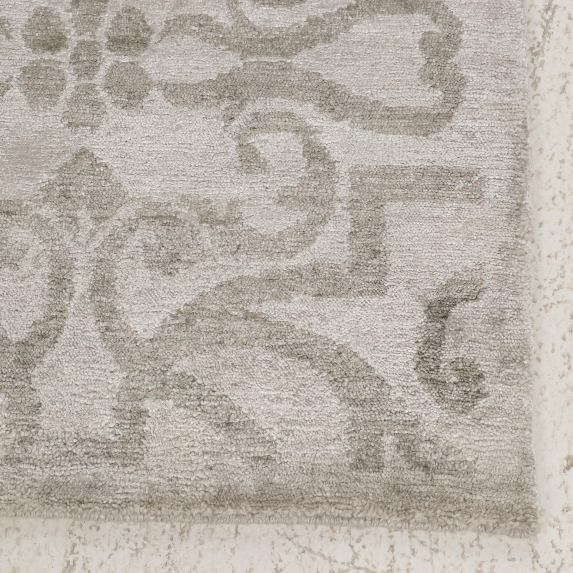 2' x 2' Hand-Knotted Indian Modern Style Art Silk Rugs, 2010s