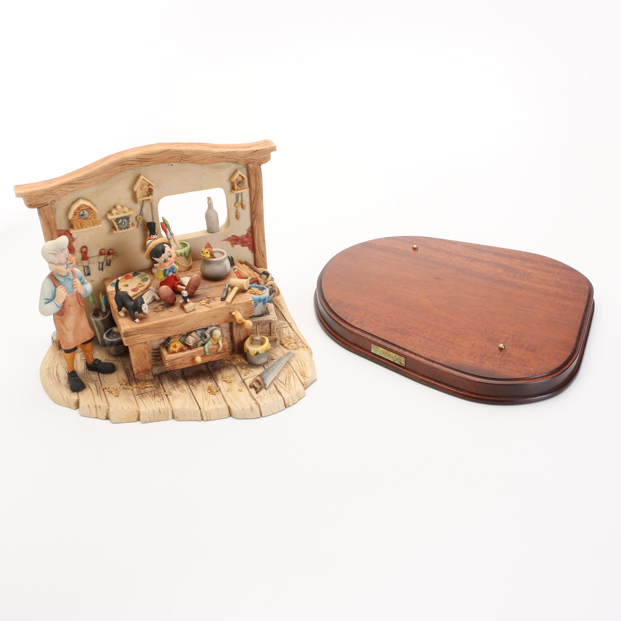 Schmid for Walt Disney "Pinocchio" Figurine on Wooden Base