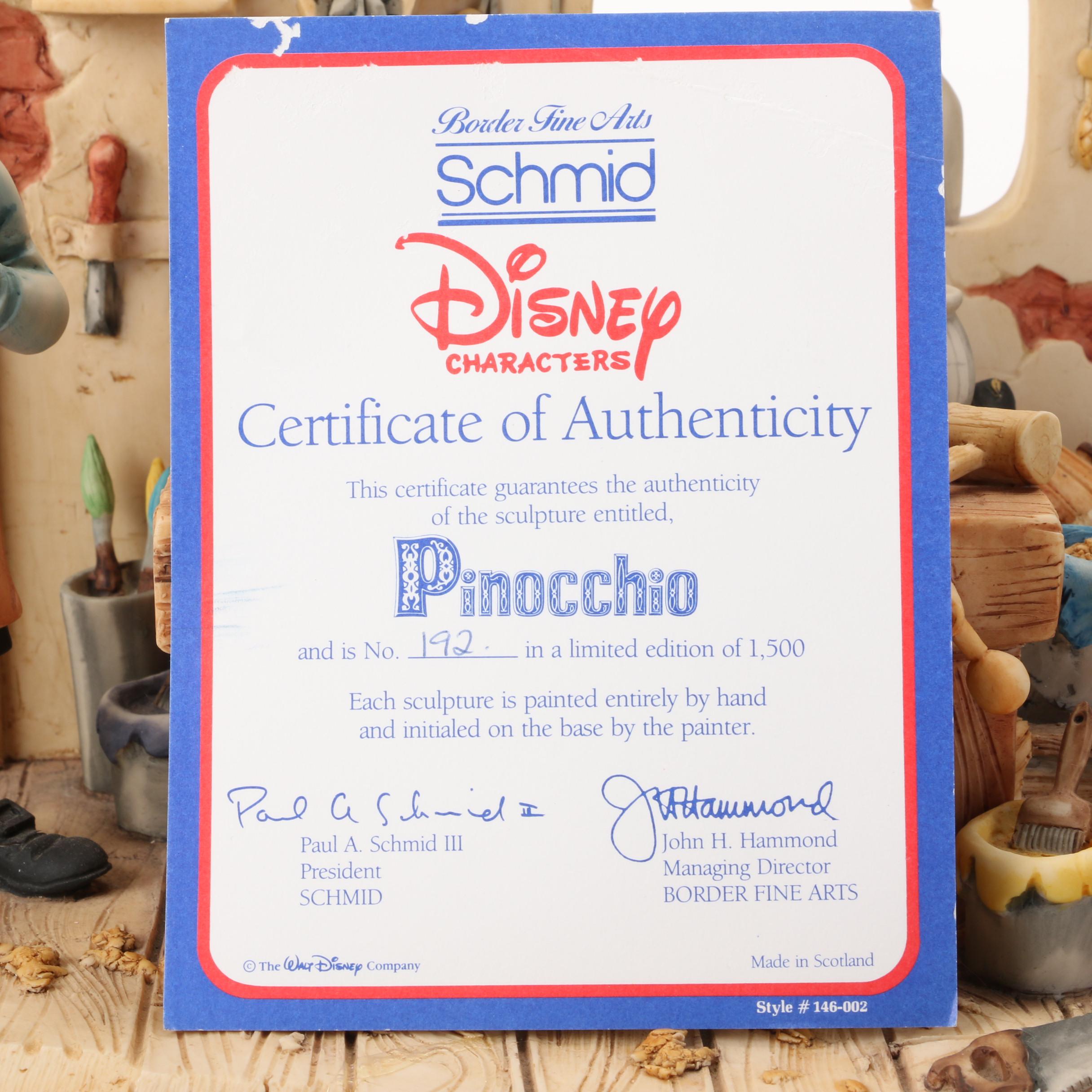 Schmid for Walt Disney "Pinocchio" Figurine on Wooden Base
