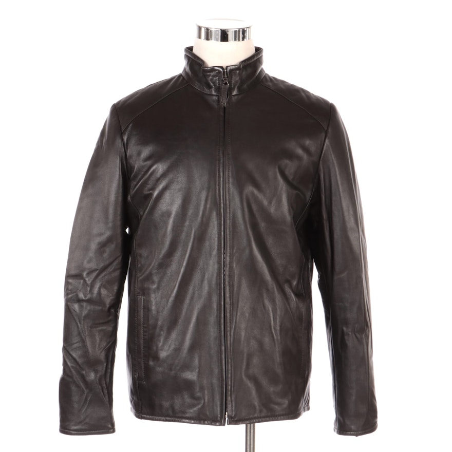 Men's Leather Zip-Up Reversible Jacket, New with Merchant Tag