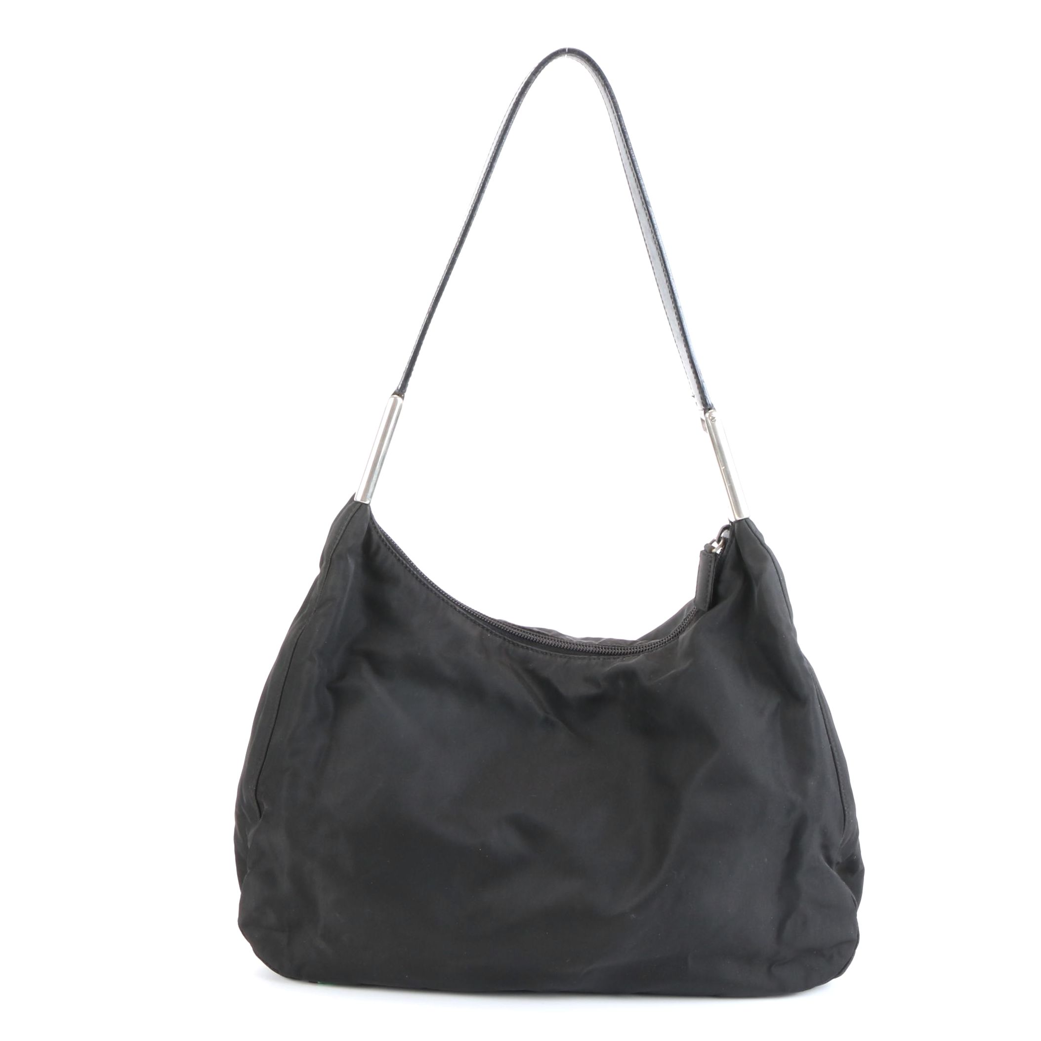 Prada Shoulder Bag in Black Tessuto Nylon with Leather Trim