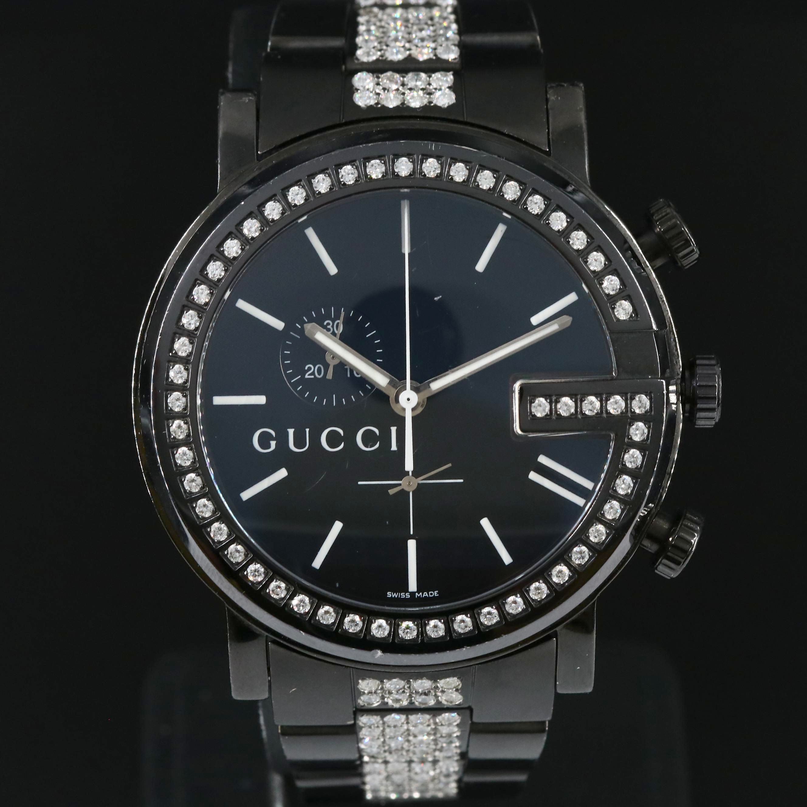 Gucci G-Chrono 7.25 CTW Diamond Black PVD and Stainless Steel Watch