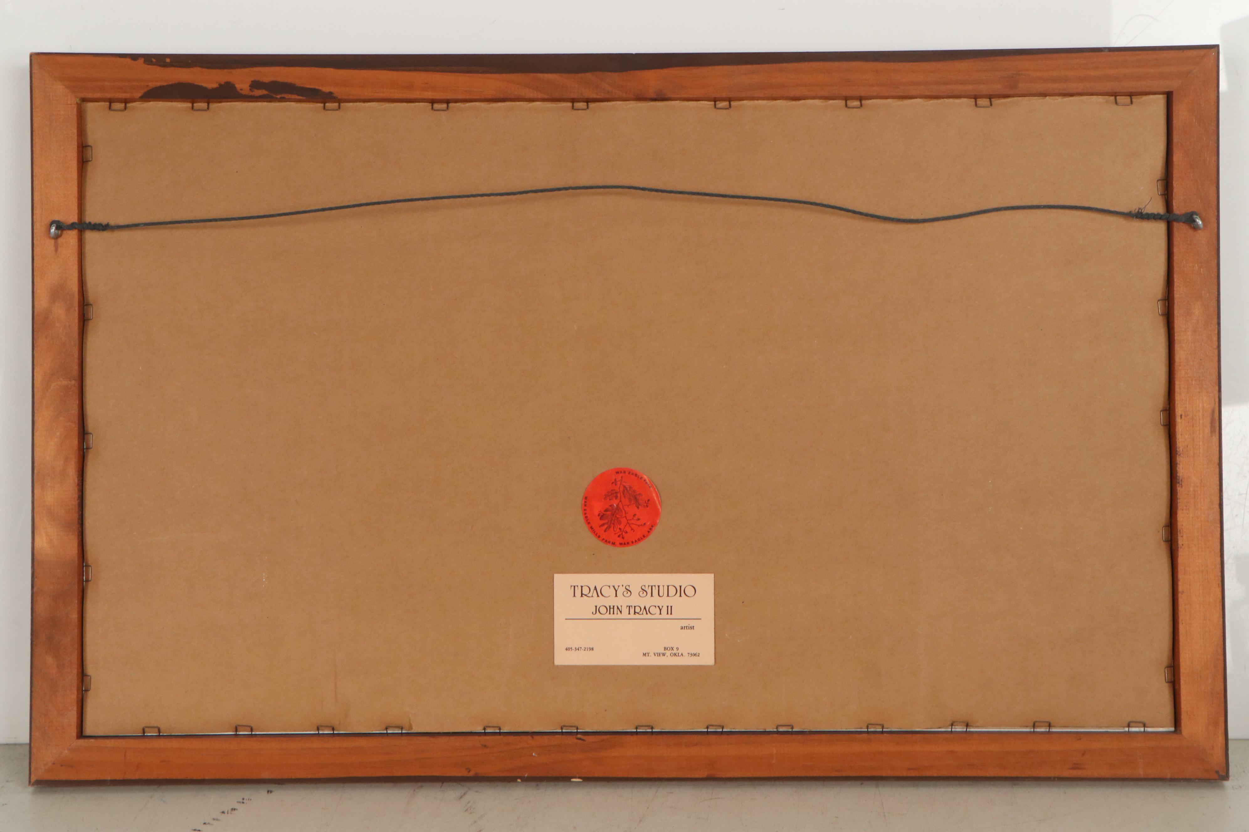 John Tracy II Landscape Watercolor Painting With Native American Figures