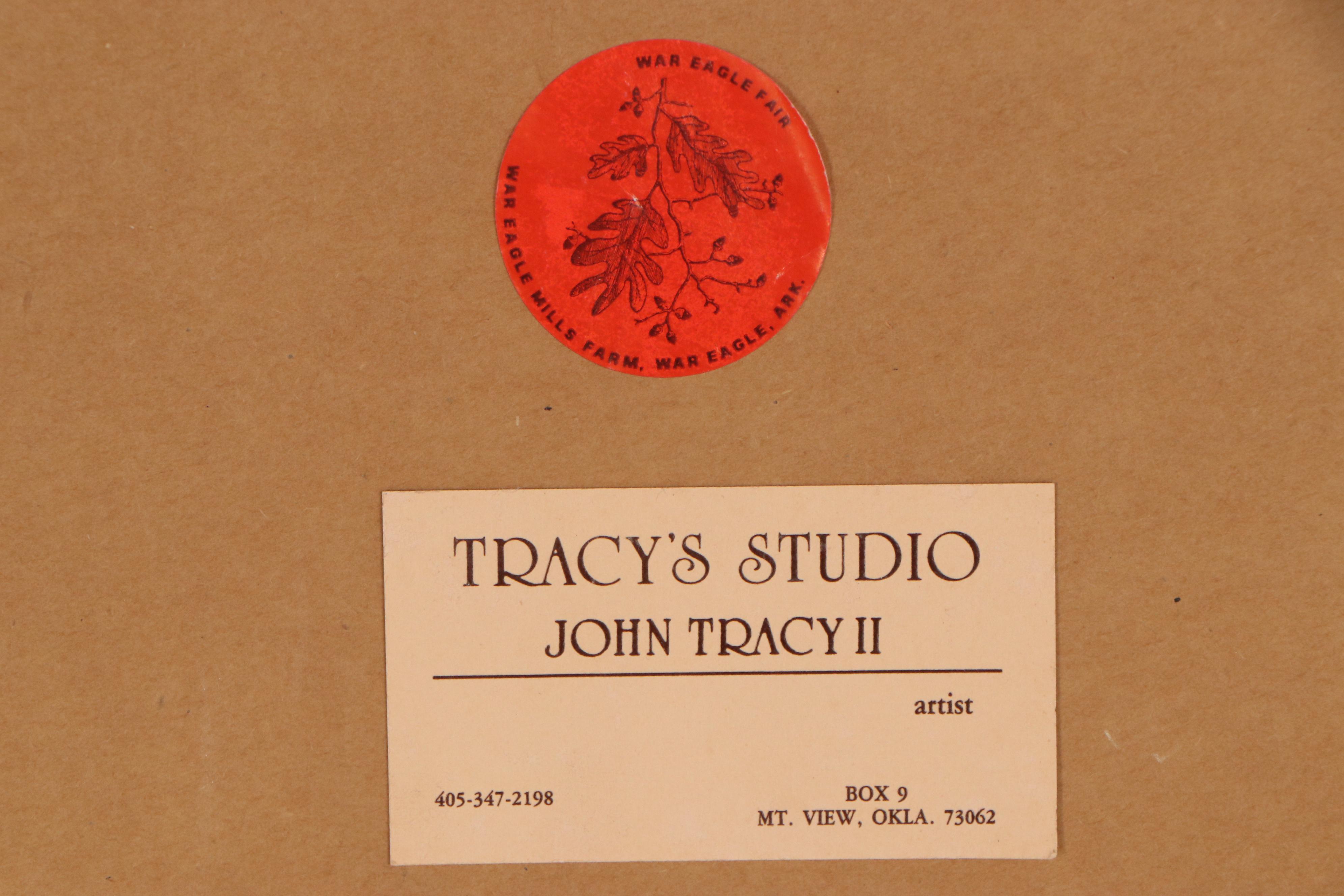 John Tracy II Landscape Watercolor Painting With Native American Figures