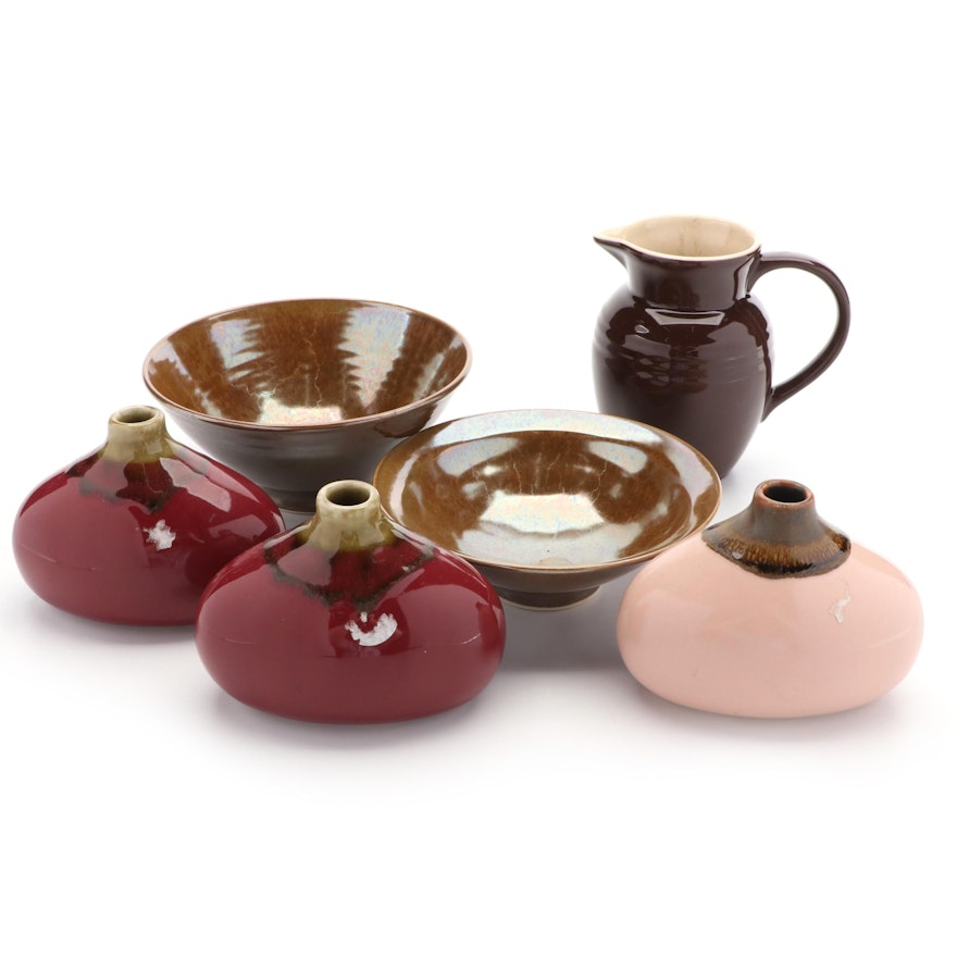 Le Creuset Stoneware Pitcher, Tozai Home Vases, and Other Ceramic Bowls