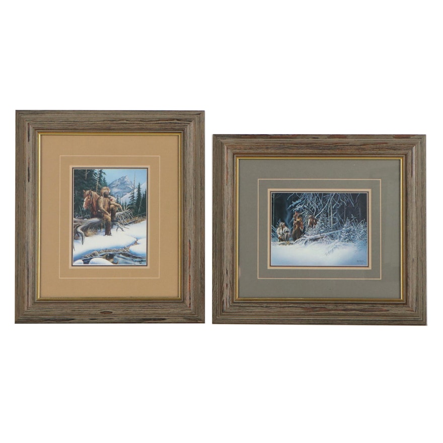 Ron Owens Offset Lithographs "Black Timber Snowbreak" and "River's Edge"